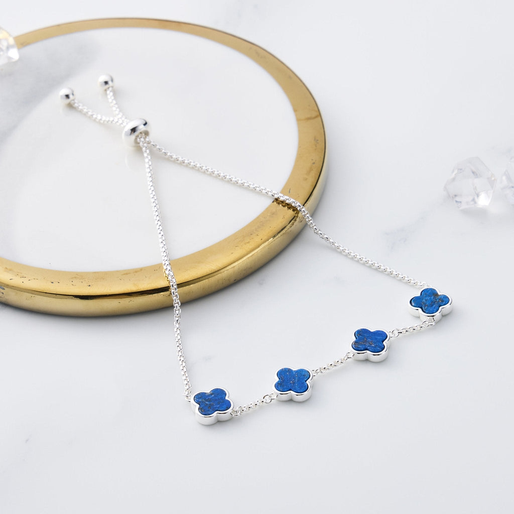 Lapis Multi Clover Friendship Slider Bracelet
