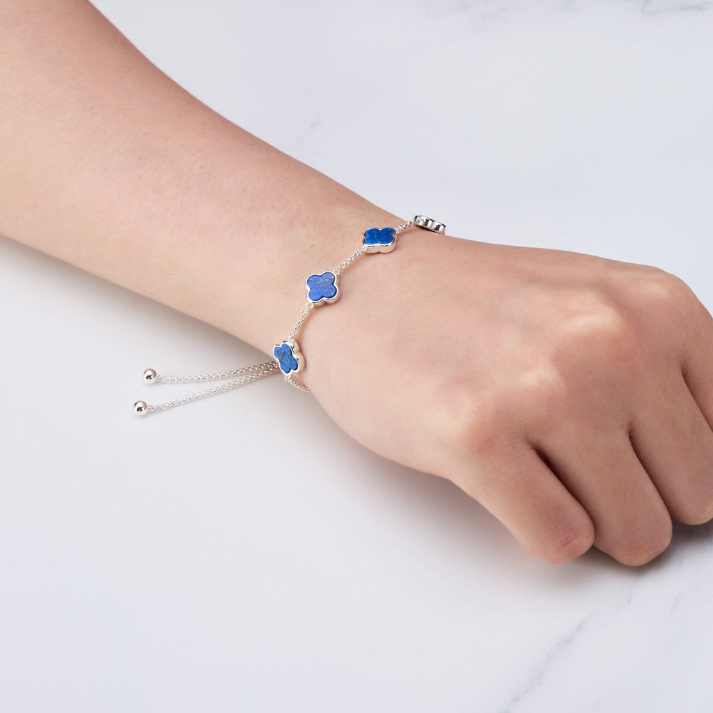 Lapis Multi Clover Friendship Slider Bracelet