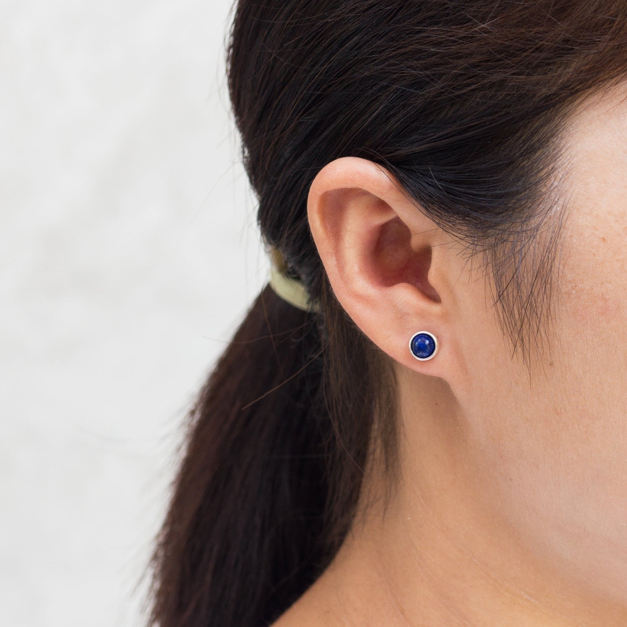 Lapis Stud Earrings with Quote Card