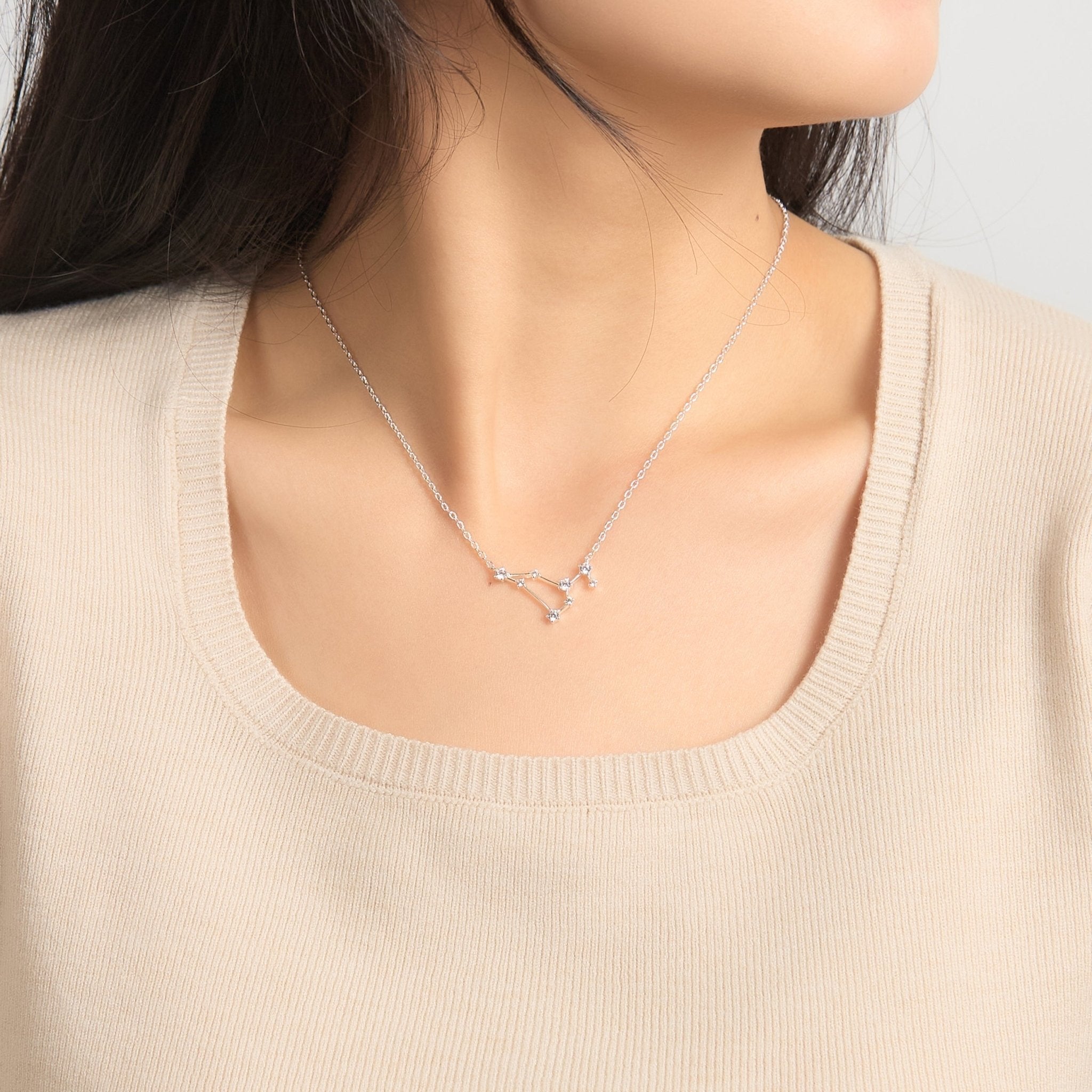 Leo Star Sign Zodiac Constellation Necklace and Quote Card with Zircondia® Crystals