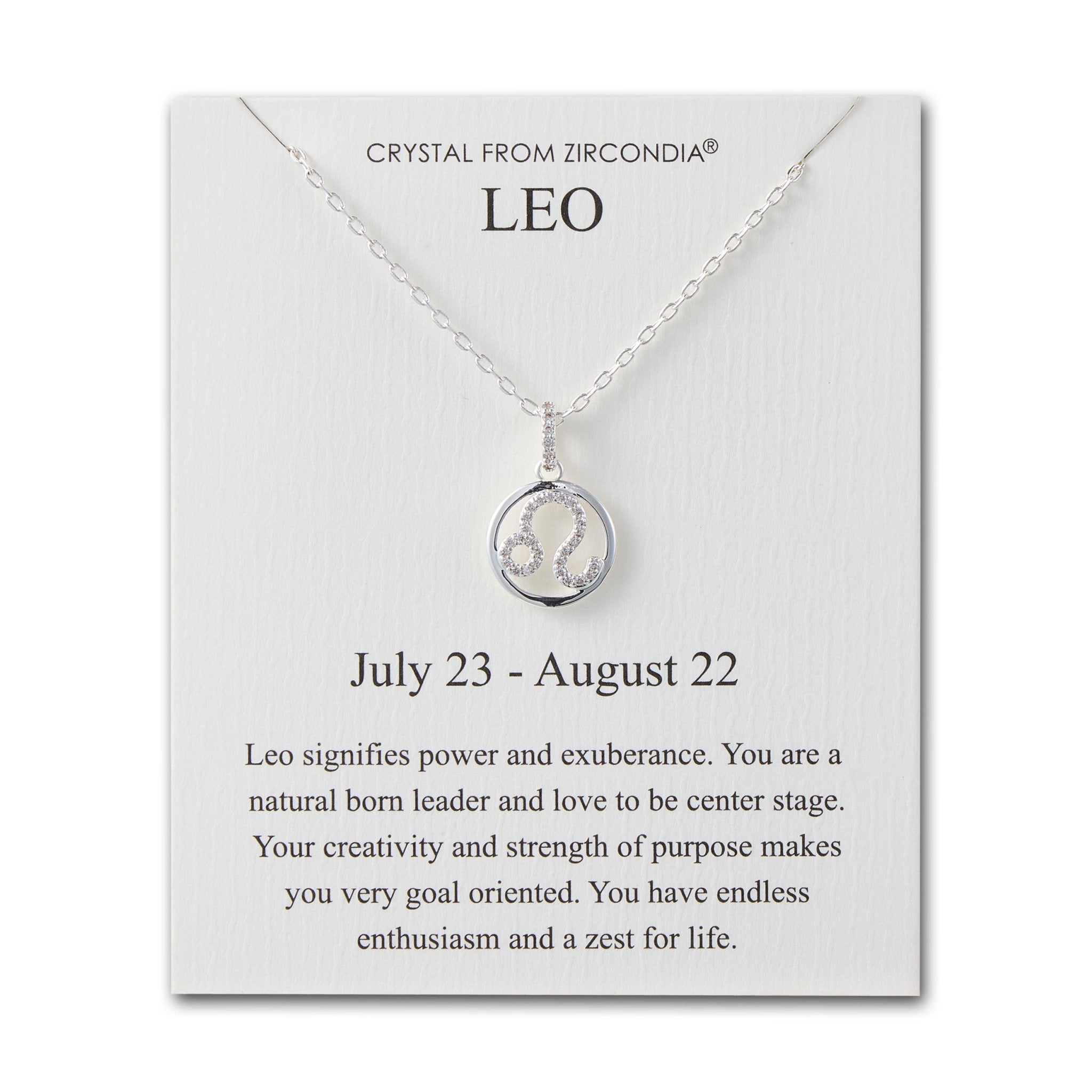 Leo Star Sign Zodiac Necklace and Quote Card with Zircondia® Crystals