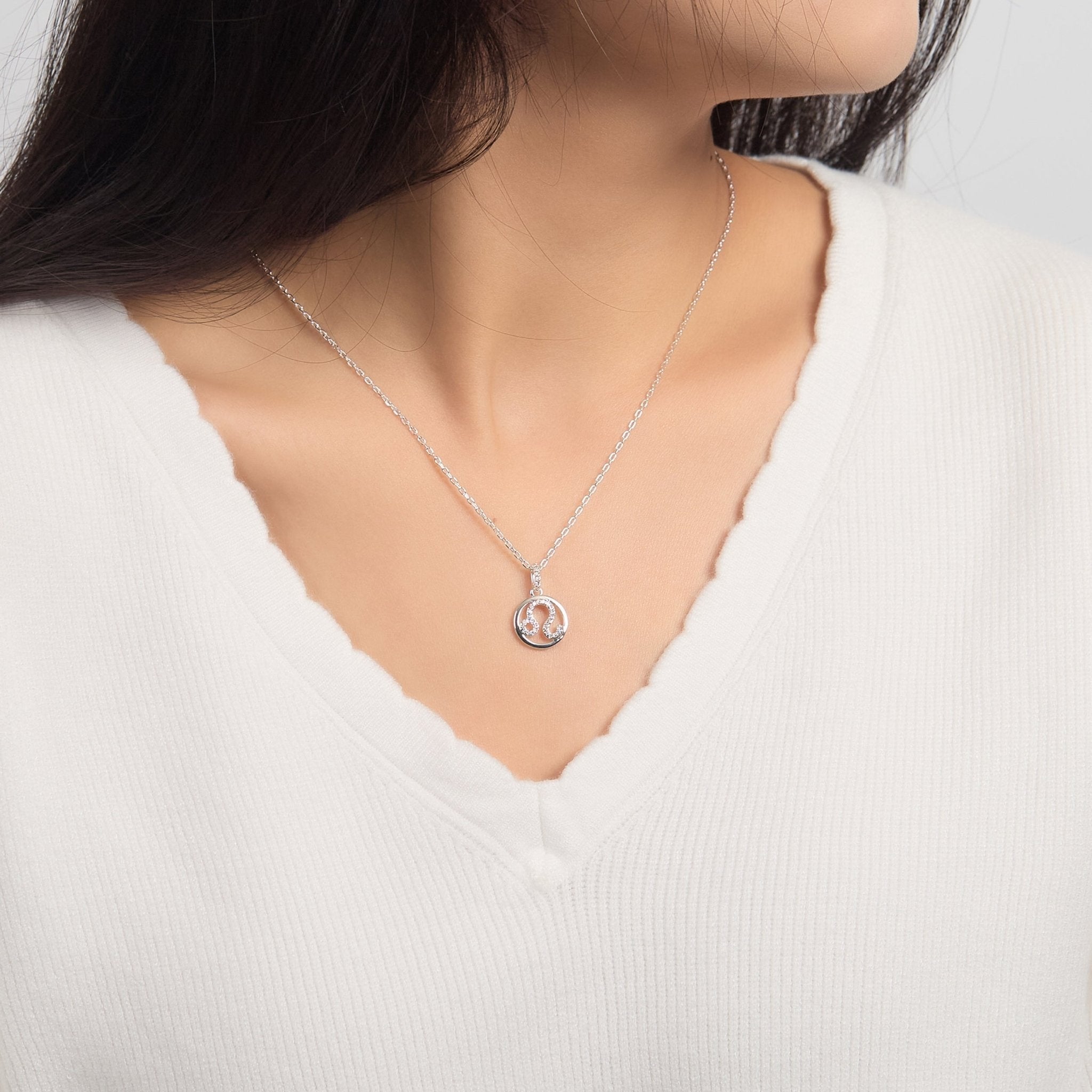 Leo Star Sign Zodiac Necklace with Zircondia® Crystals