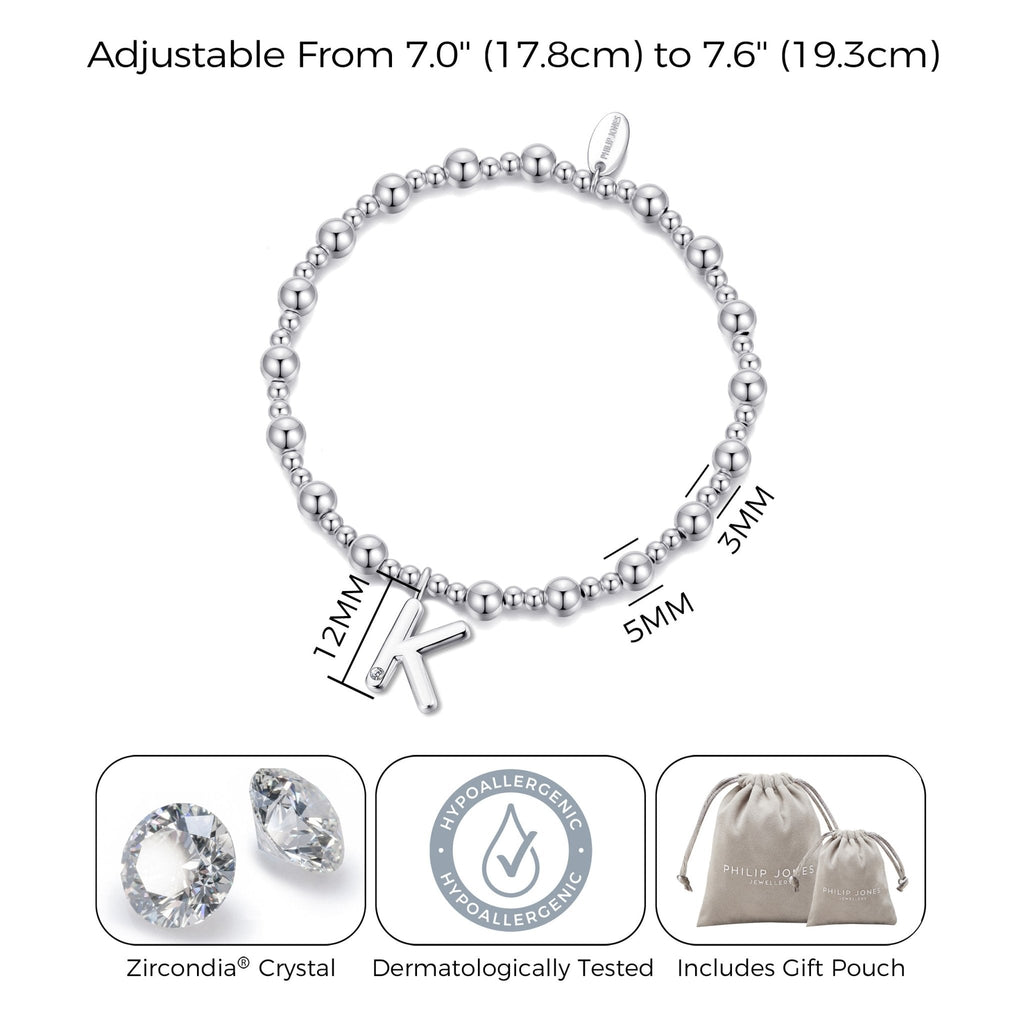 Letter K Initial Stretch Bracelet Created with Zircondia® Crystals