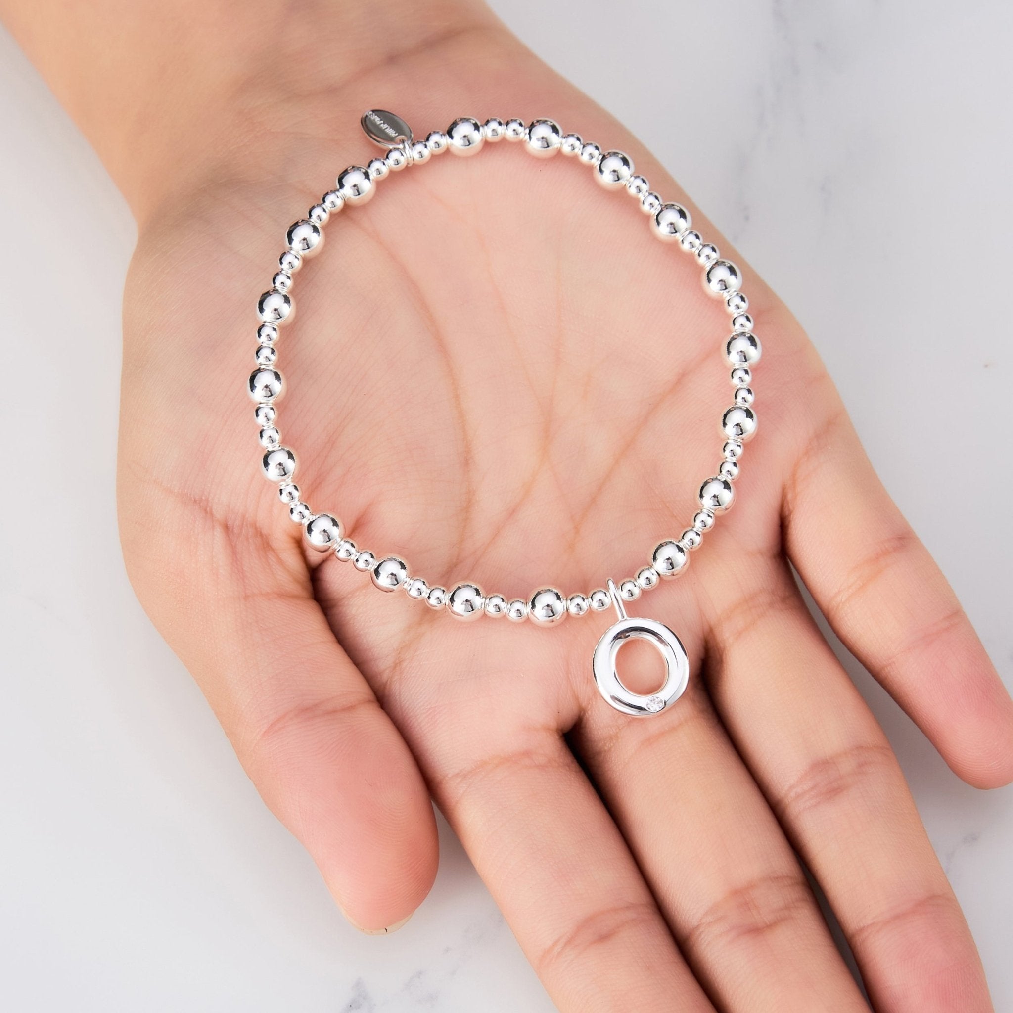 Letter O Initial Stretch Bracelet Created with Zircondia® Crystals