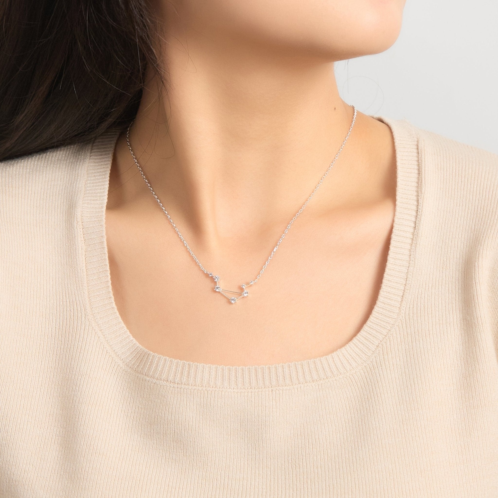 Libra Star Sign Zodiac Constellation Necklace with Zircondia® Crystals