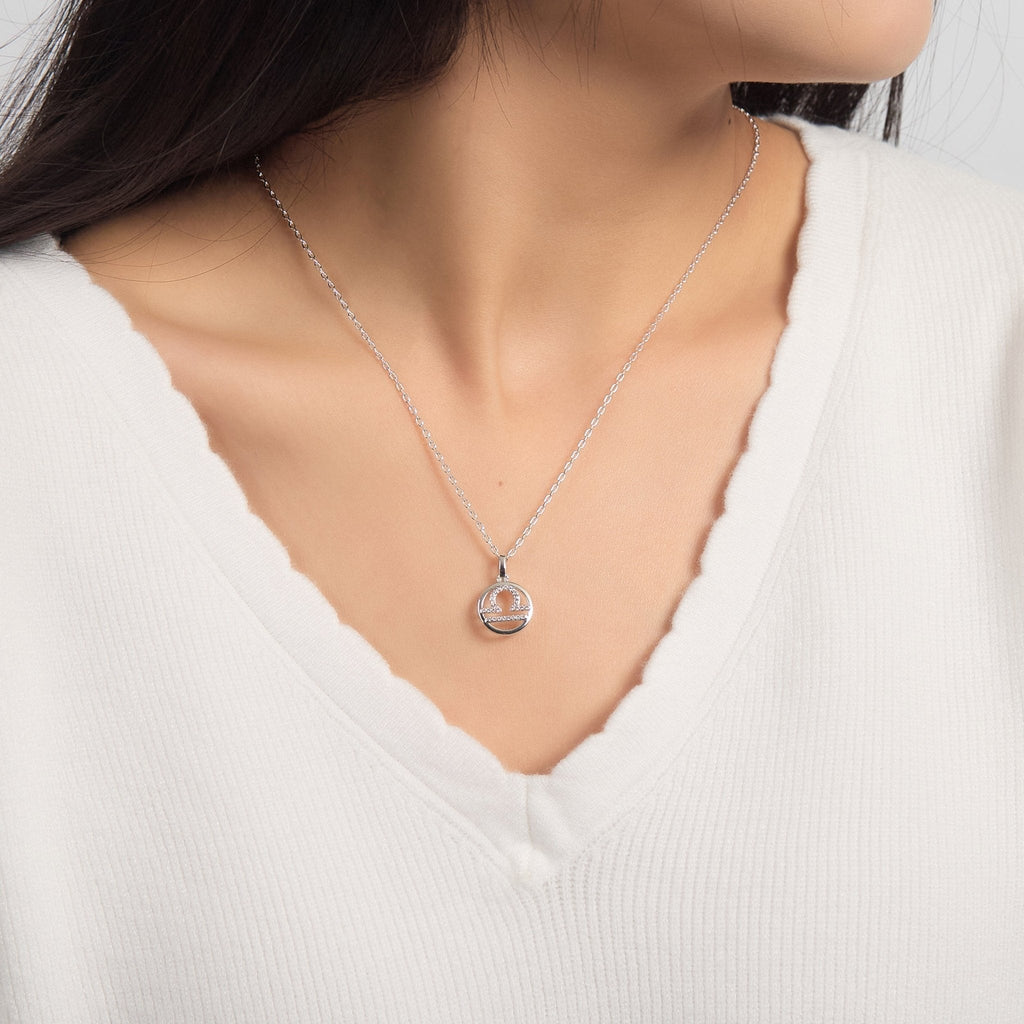 Libra Star Sign Zodiac Necklace with Zircondia® Crystals