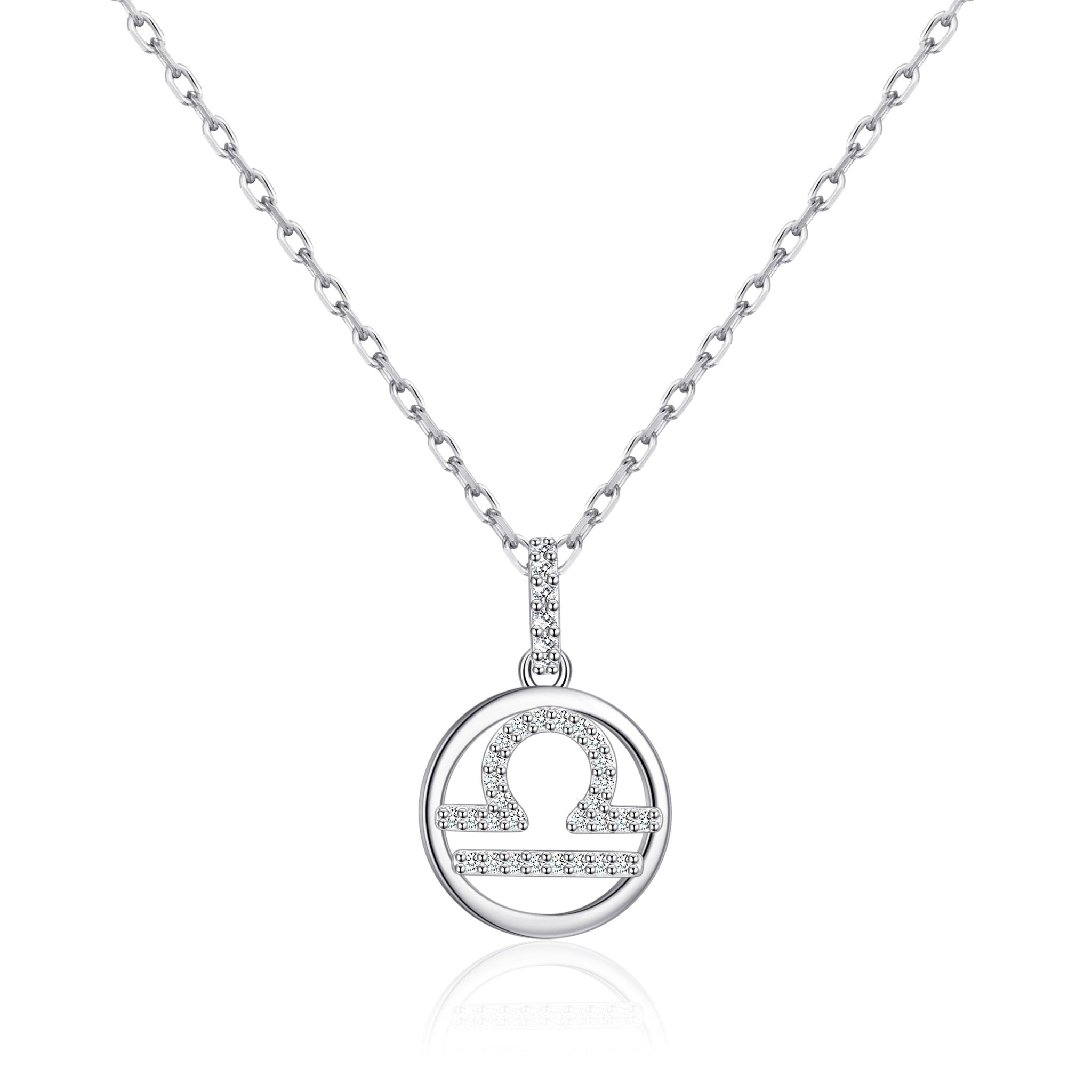 Libra Star Sign Zodiac Necklace with Zircondia® Crystals
