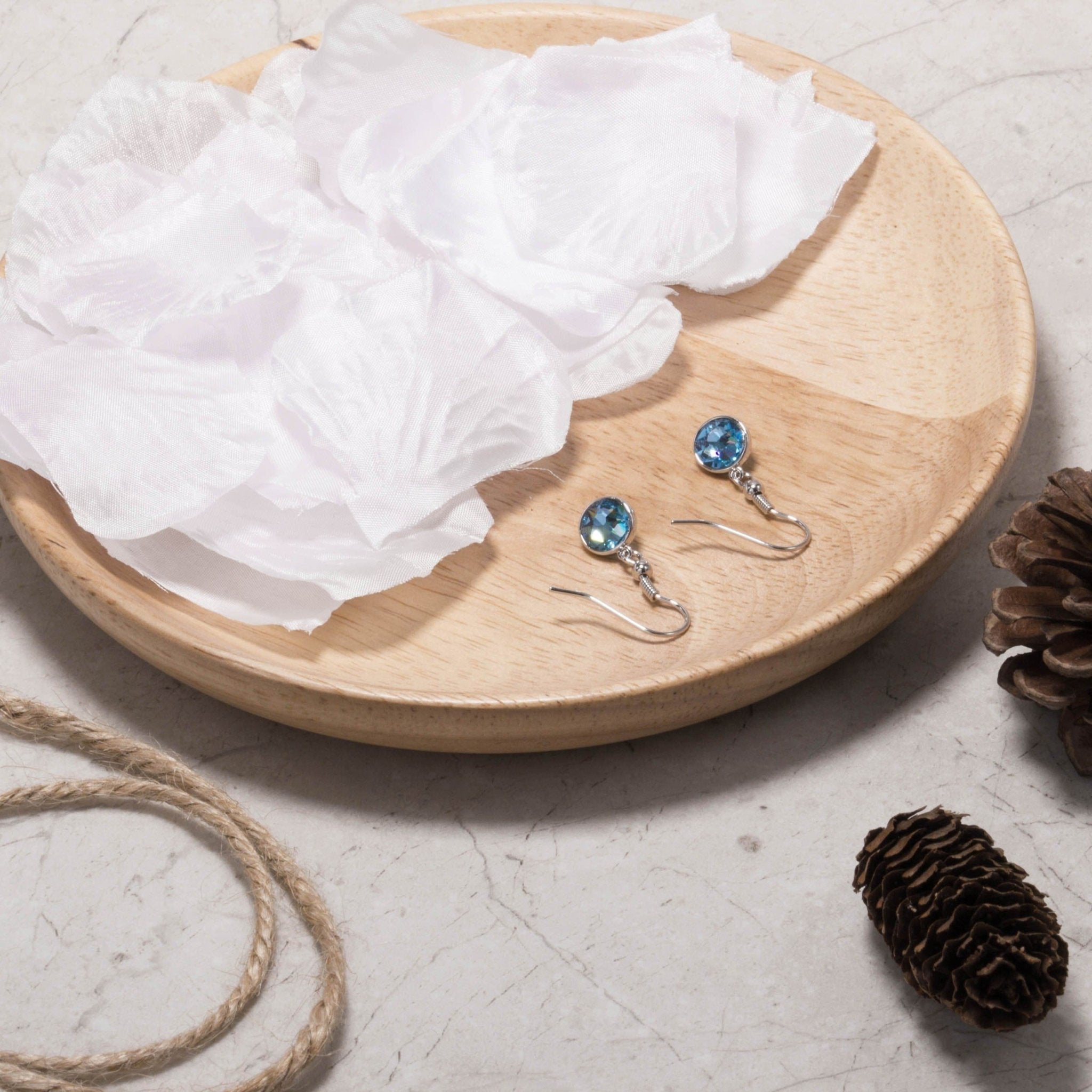 Light Blue Crystal Drop Earrings Created with Zircondia® Crystals