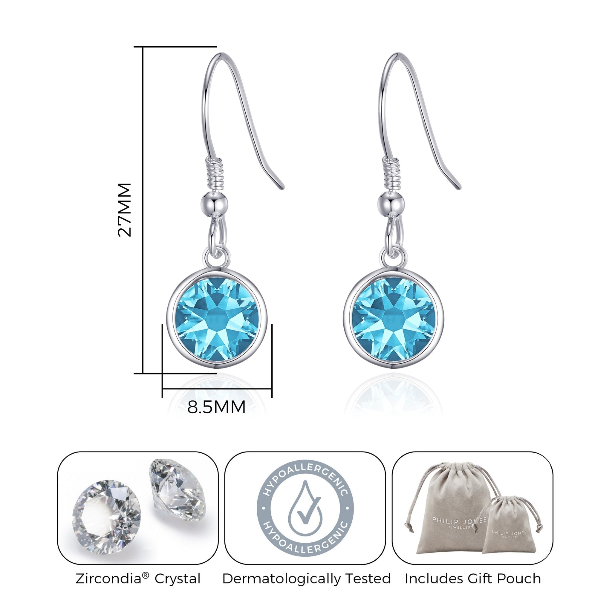 Light Blue Crystal Drop Earrings Created with Zircondia® Crystals