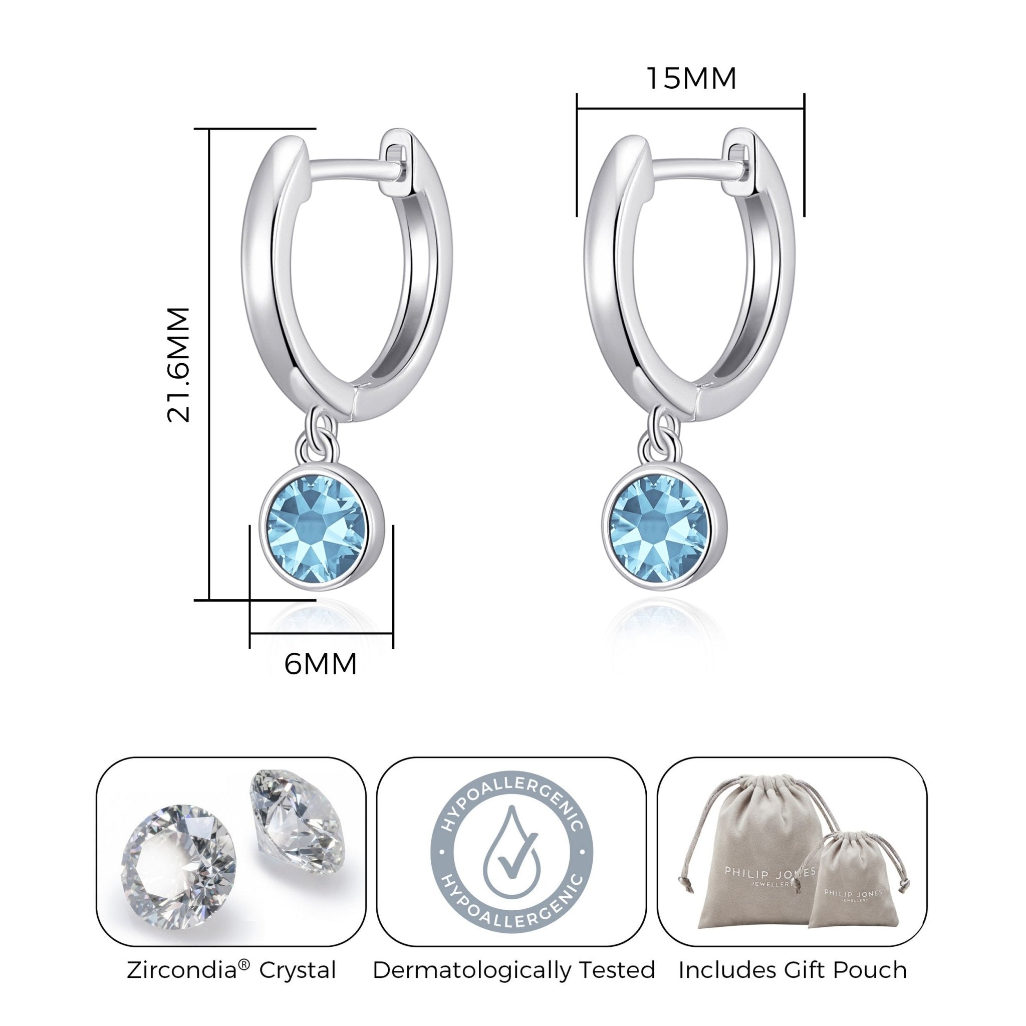 Light Blue Crystal Hoop Earrings Created with Zircondia® Crystals