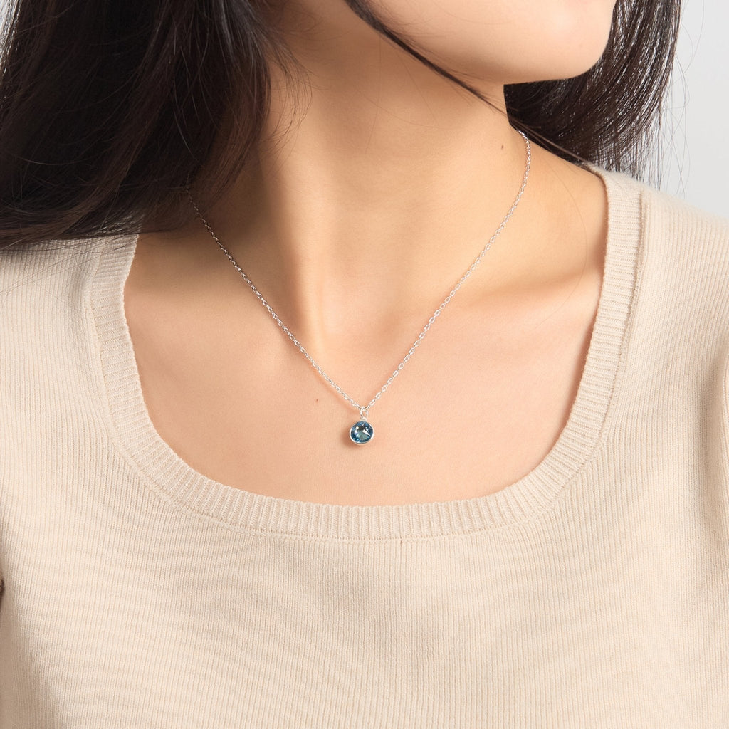 Light Blue Crystal Necklace Created with Zircondia® Crystals