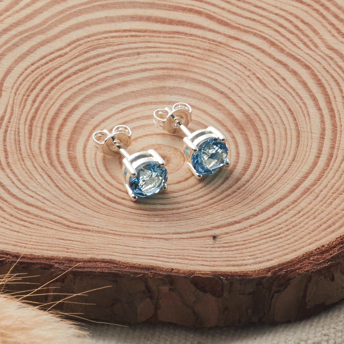 Light Blue Stud Earrings Created with Zircondia® Crystals