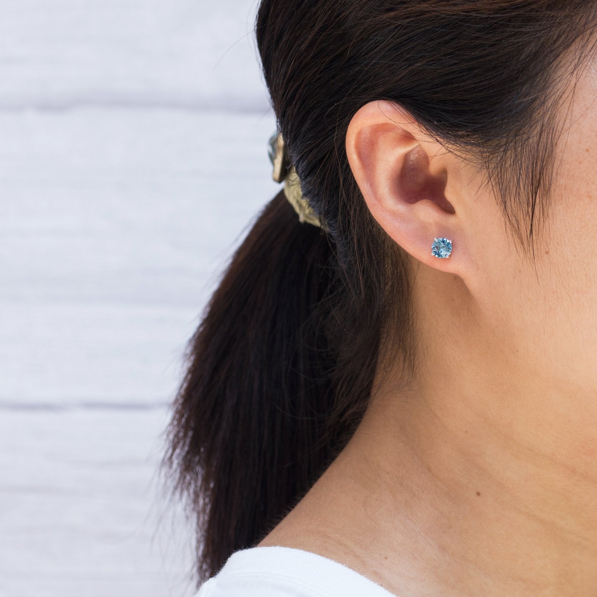 Light Blue Stud Earrings Created with Zircondia® Crystals