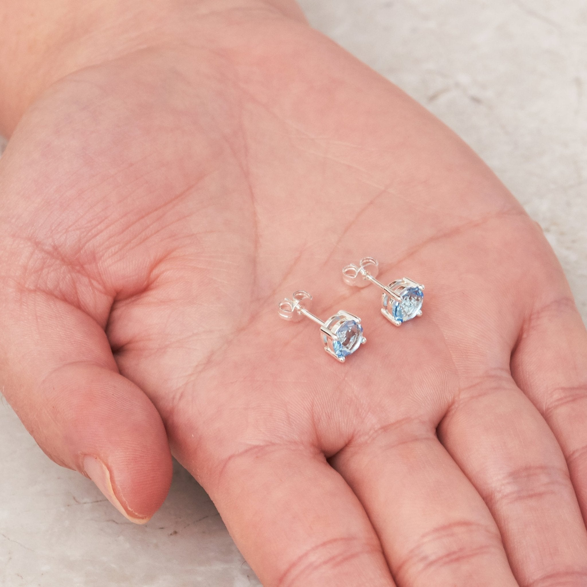 Light Blue Stud Earrings Created with Zircondia® Crystals