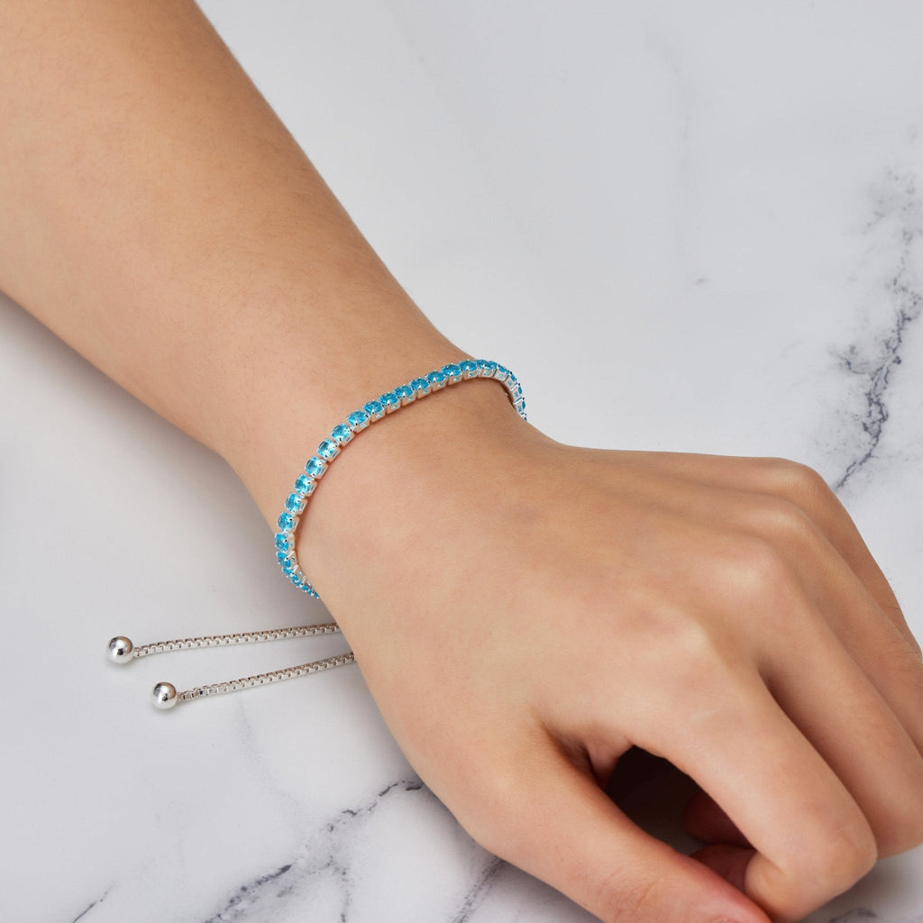 Light Blue Tennis Friendship Slider Bracelet Created with Zircondia® Crystals