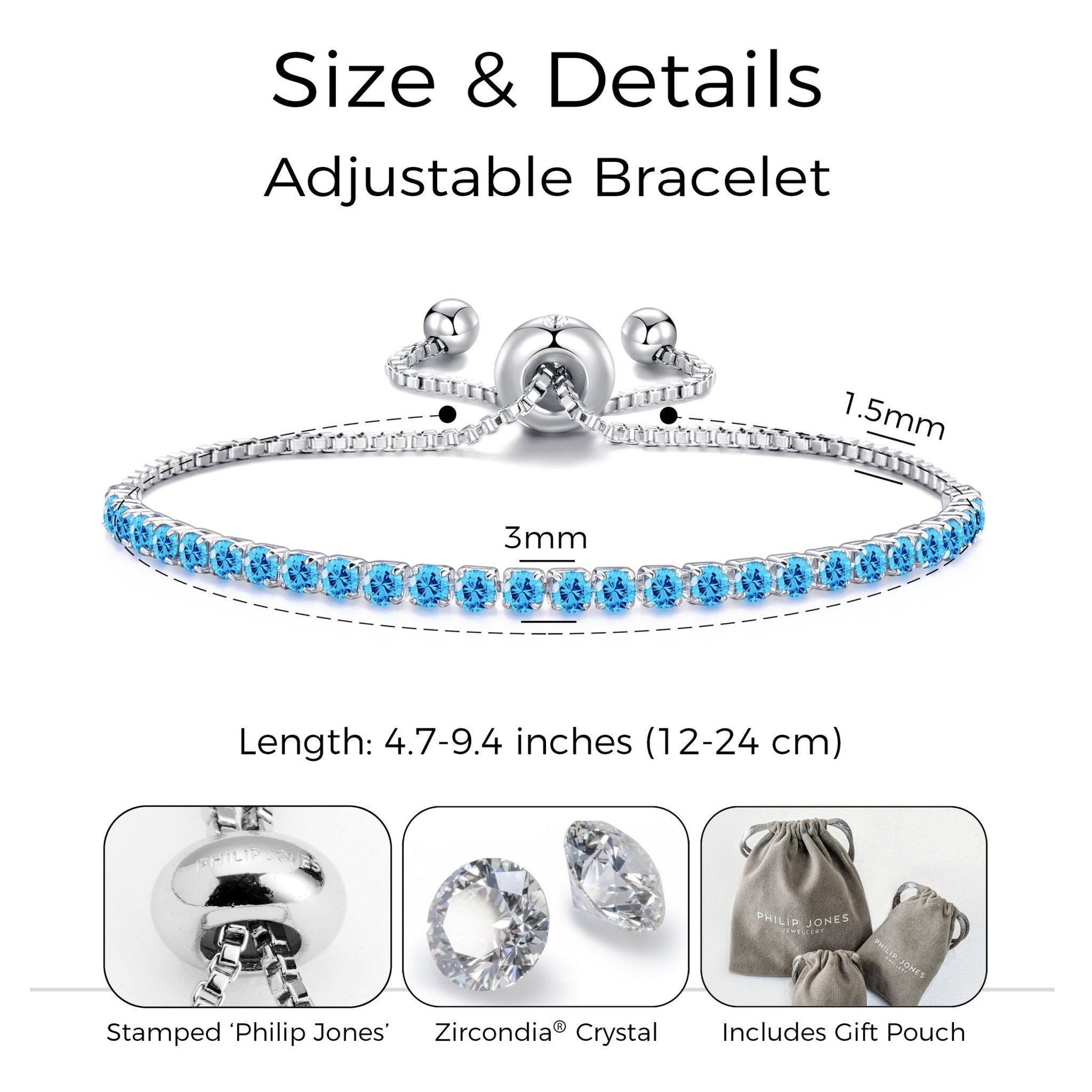 Light Blue Tennis Friendship Slider Bracelet Created with Zircondia® Crystals