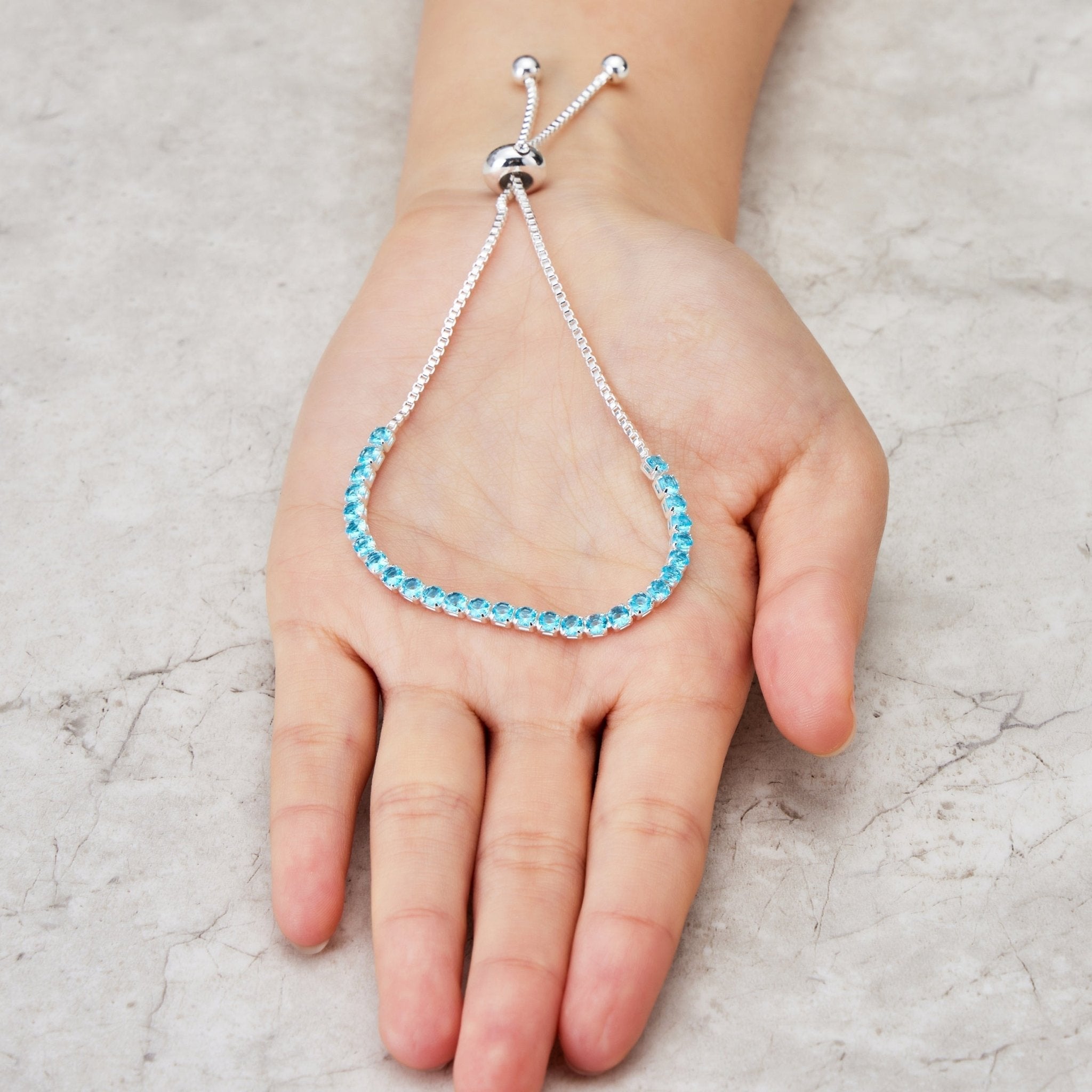 Light Blue Tennis Friendship Slider Bracelet Created with Zircondia® Crystals