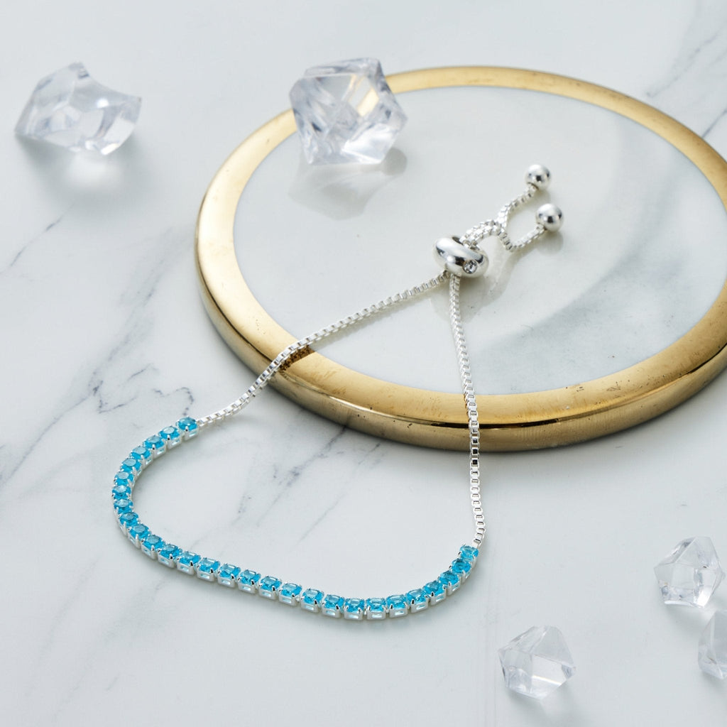 Light Blue Tennis Friendship Slider Bracelet Created with Zircondia® Crystals