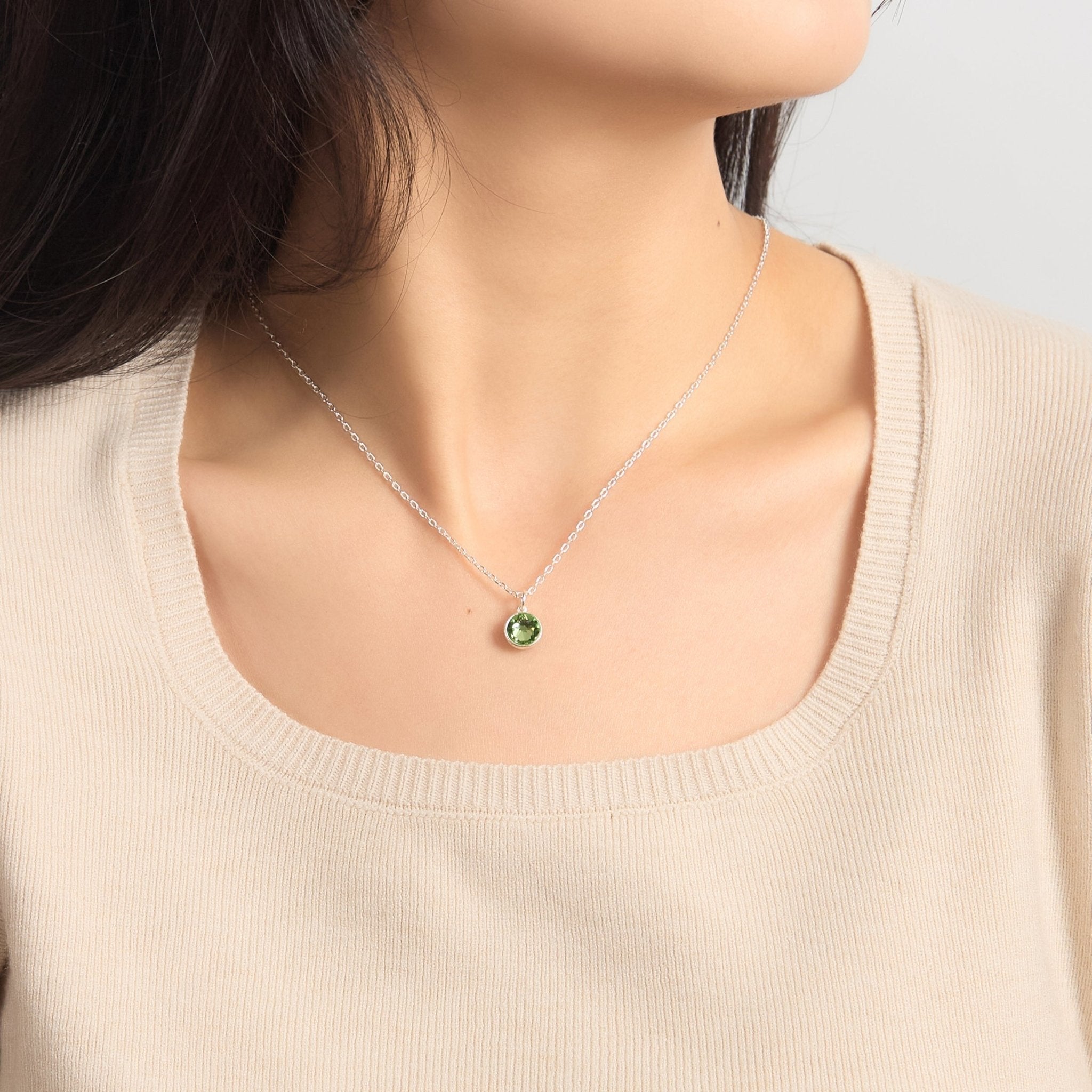 Light Green Crystal Necklace Created with Zircondia® Crystals
