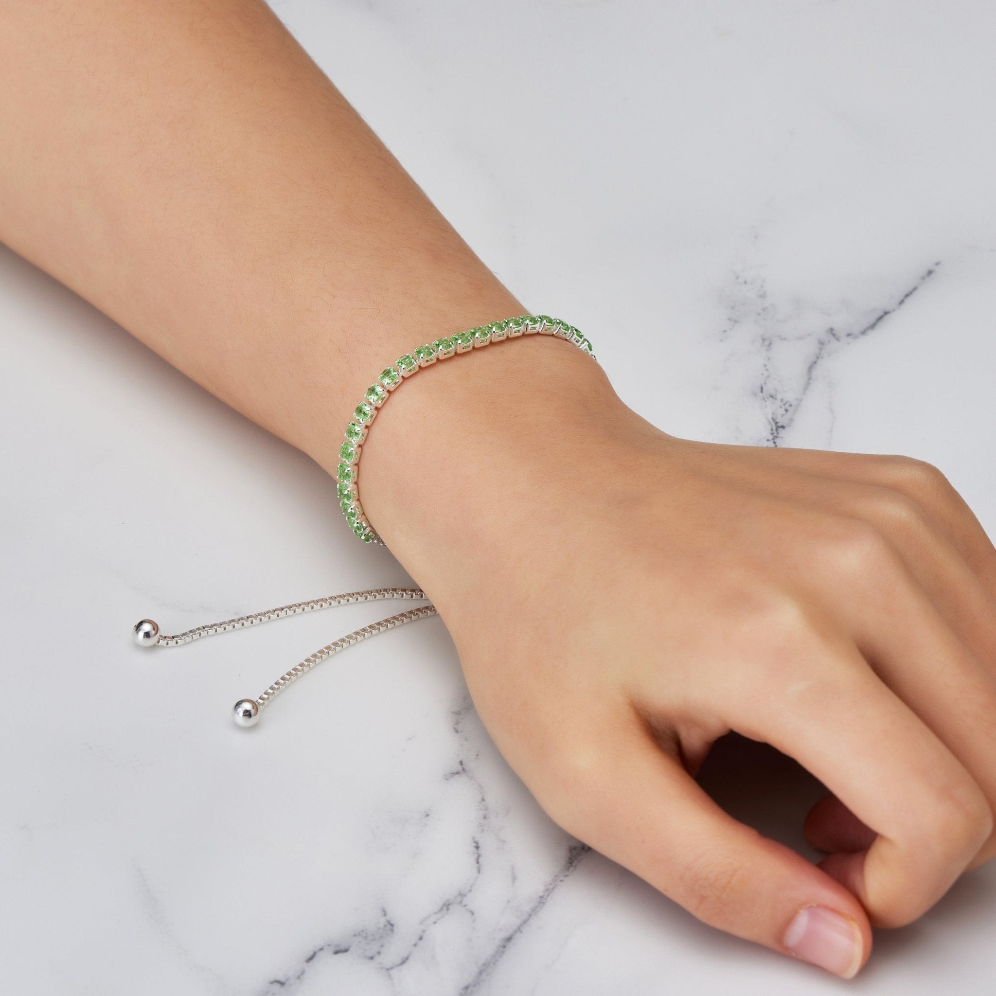 Light Green Tennis Friendship Slider Bracelet Created with Zircondia® Crystals