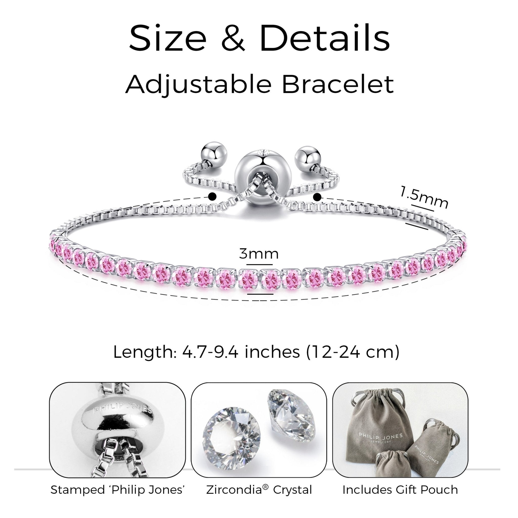 Light Pink Tennis Friendship Slider Bracelet Created with Zircondia® Crystals