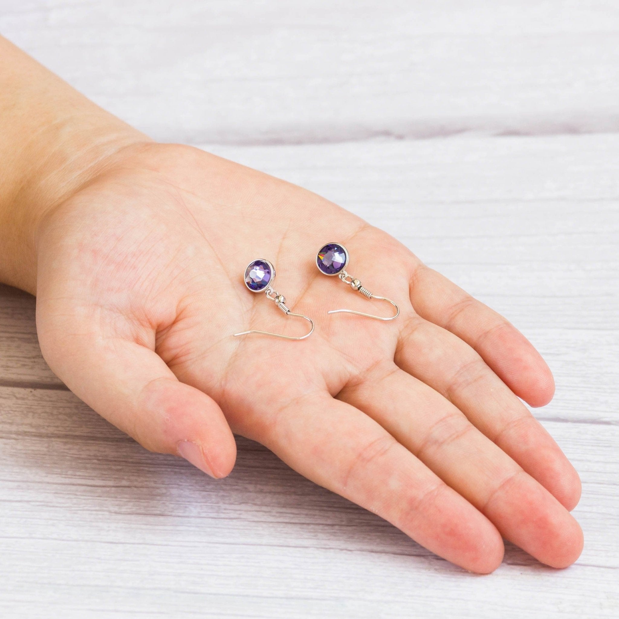 Light Purple Crystal Drop Earrings Created with Zircondia® Crystals