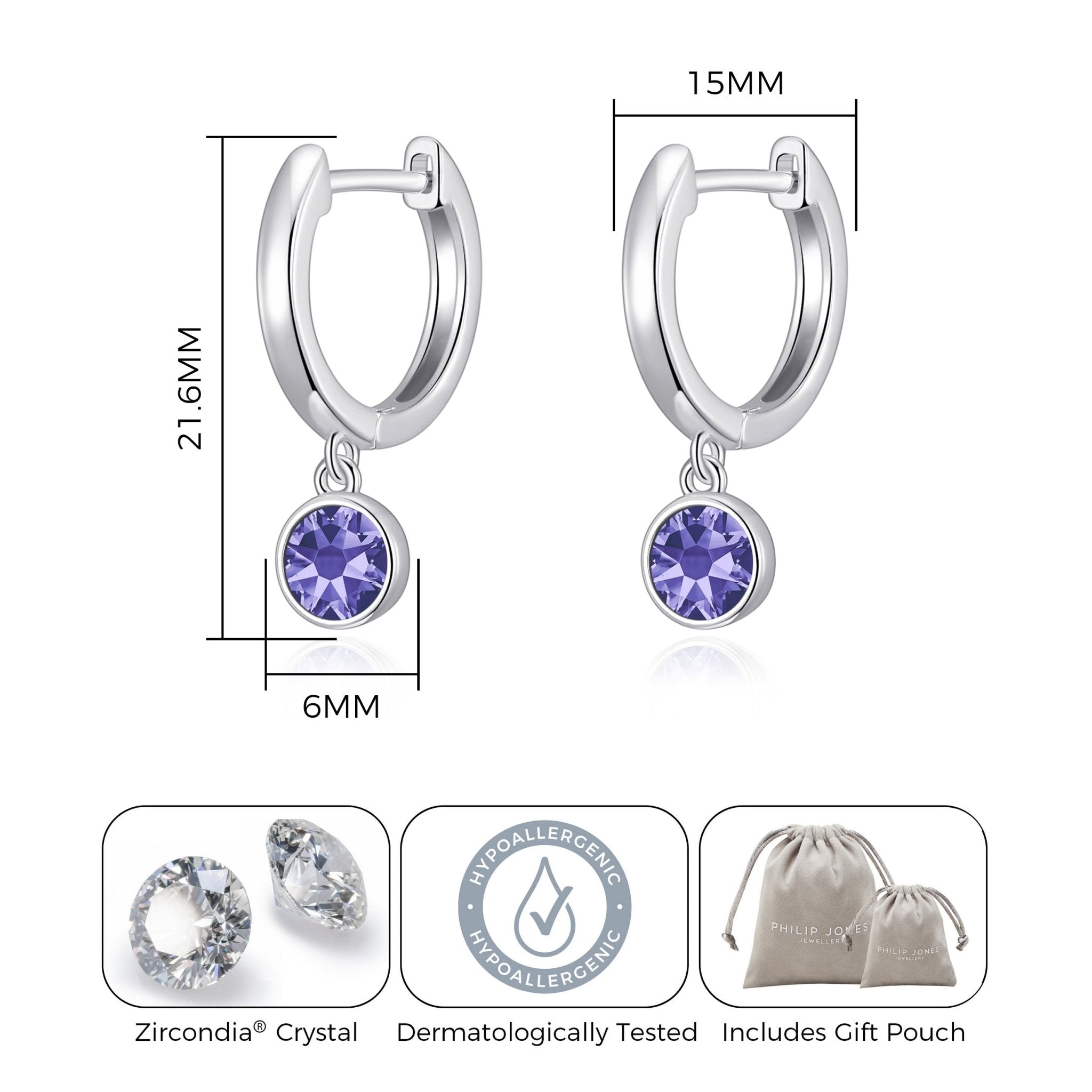 Light Purple Crystal Hoop Earrings Created with Zircondia® Crystals