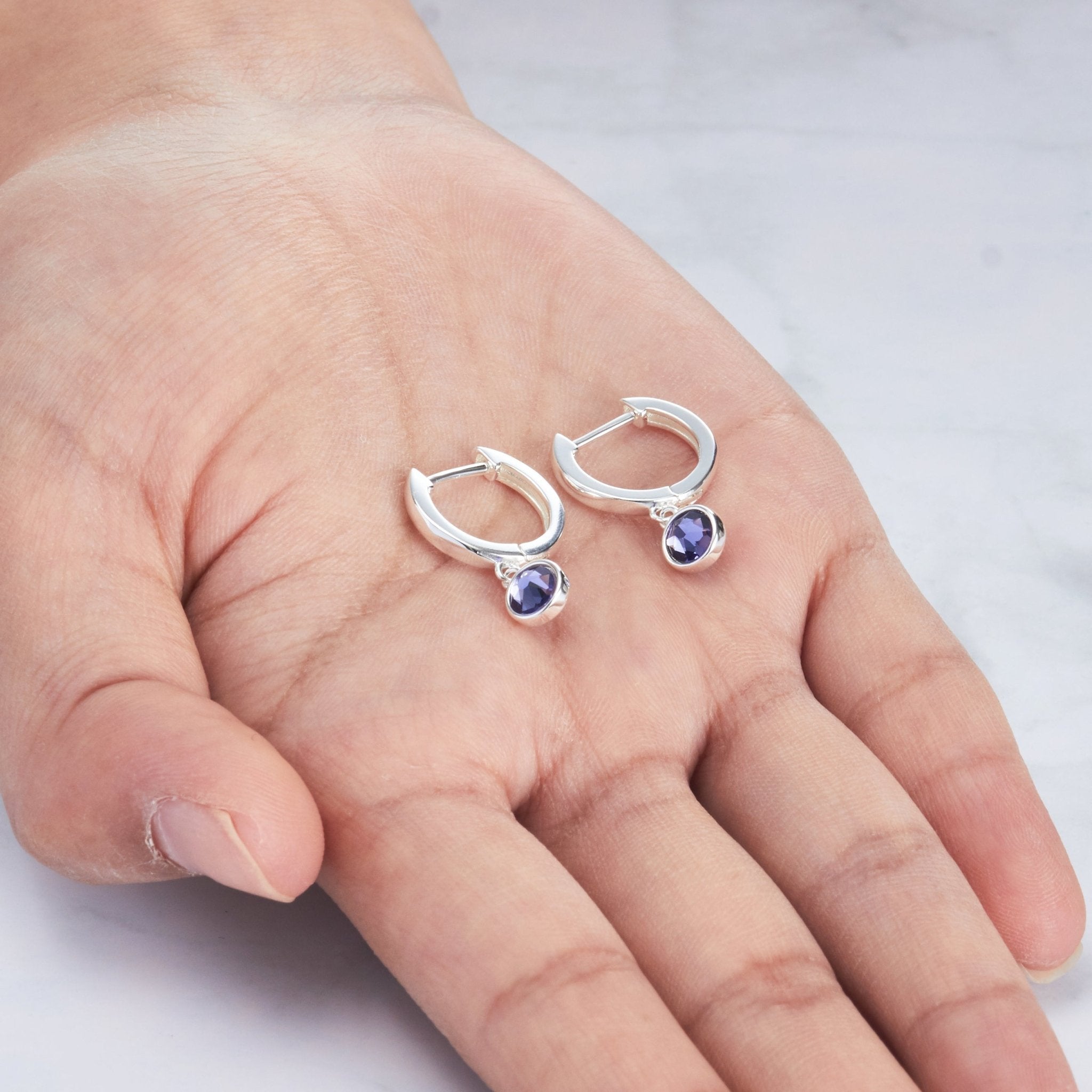 Light Purple Crystal Hoop Earrings Created with Zircondia® Crystals