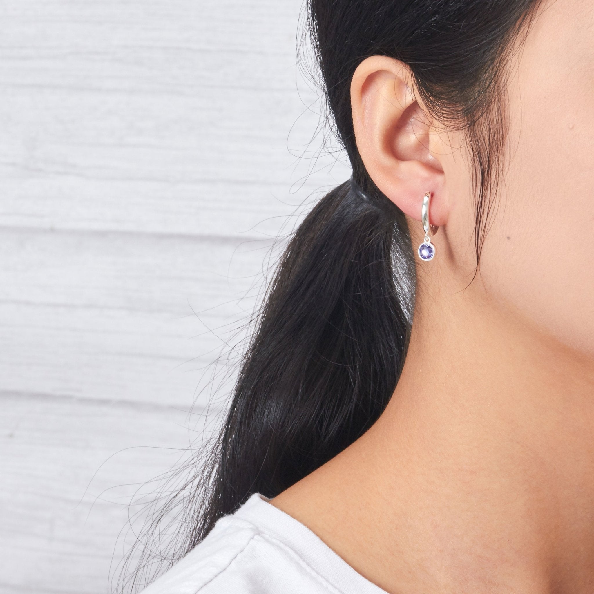 Light Purple Crystal Hoop Earrings Created with Zircondia® Crystals