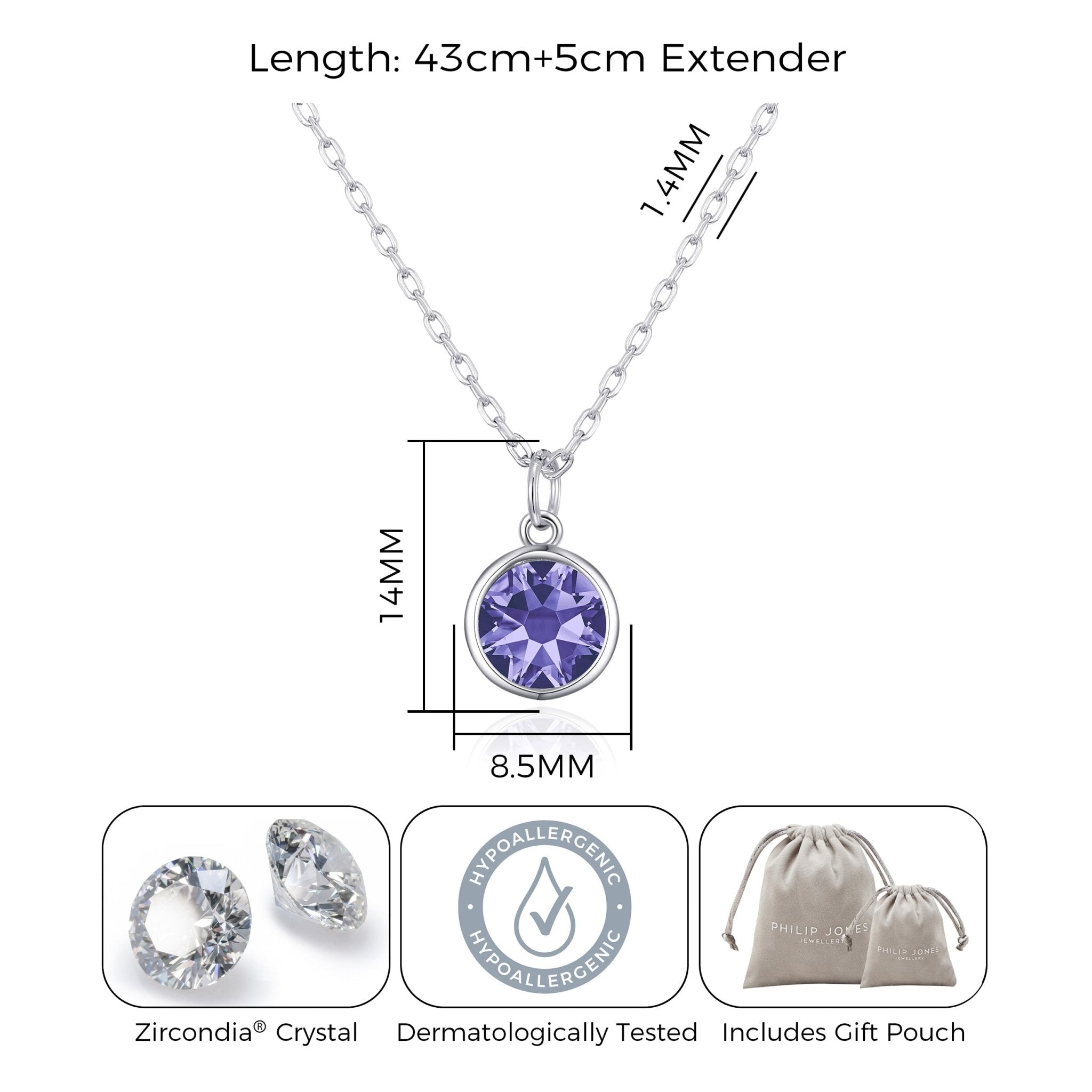 Light Purple Crystal Necklace Created with Zircondia® Crystals
