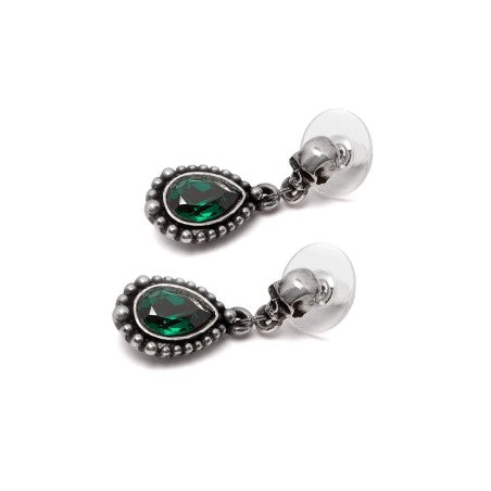 Skull Earrings Green Crystal Dangle Alchemy Gothic