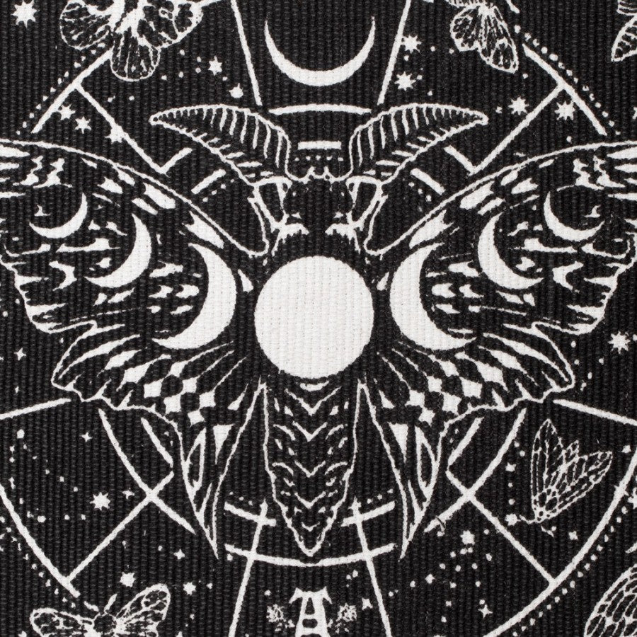 Lunar Moth Rug - Gothic Cotton Moon Phase Décor
