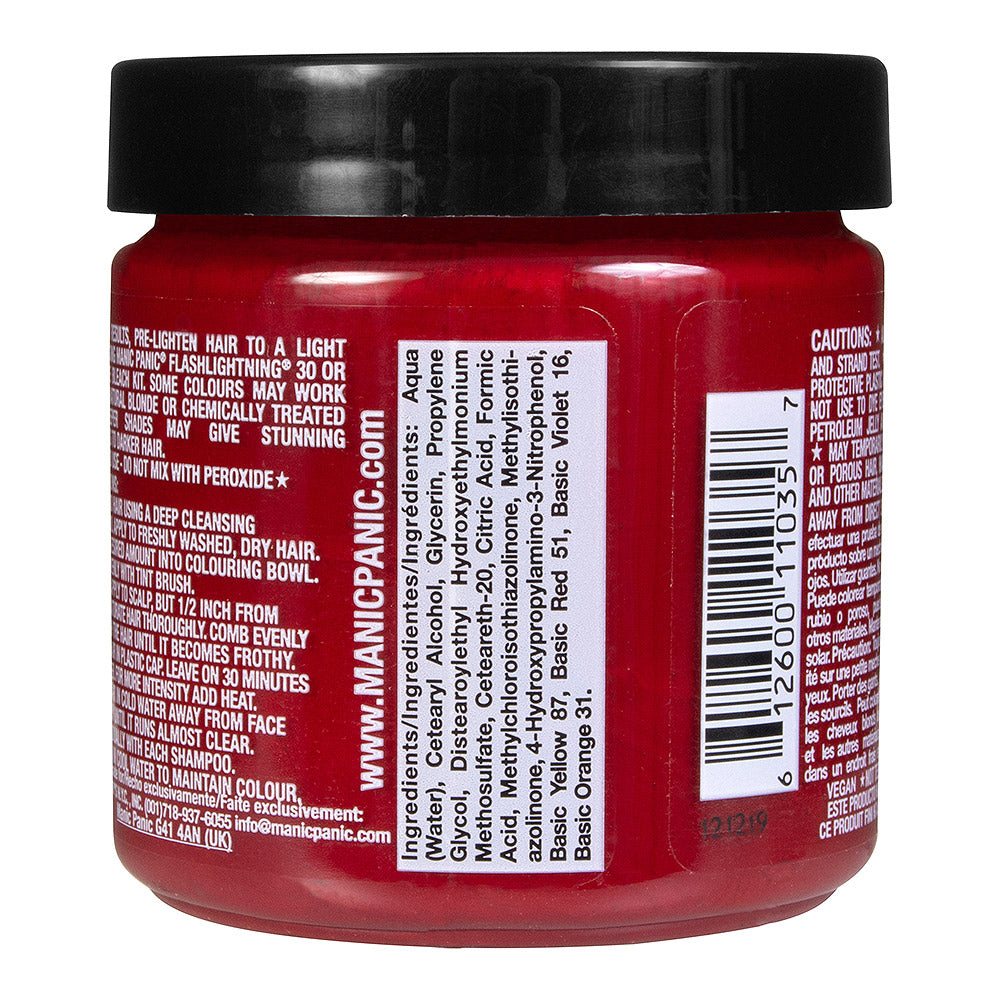 Manic Panic Rock N Roll Red Semi-Permanent Hair Dye - Warm Toned Bright Red Vegan