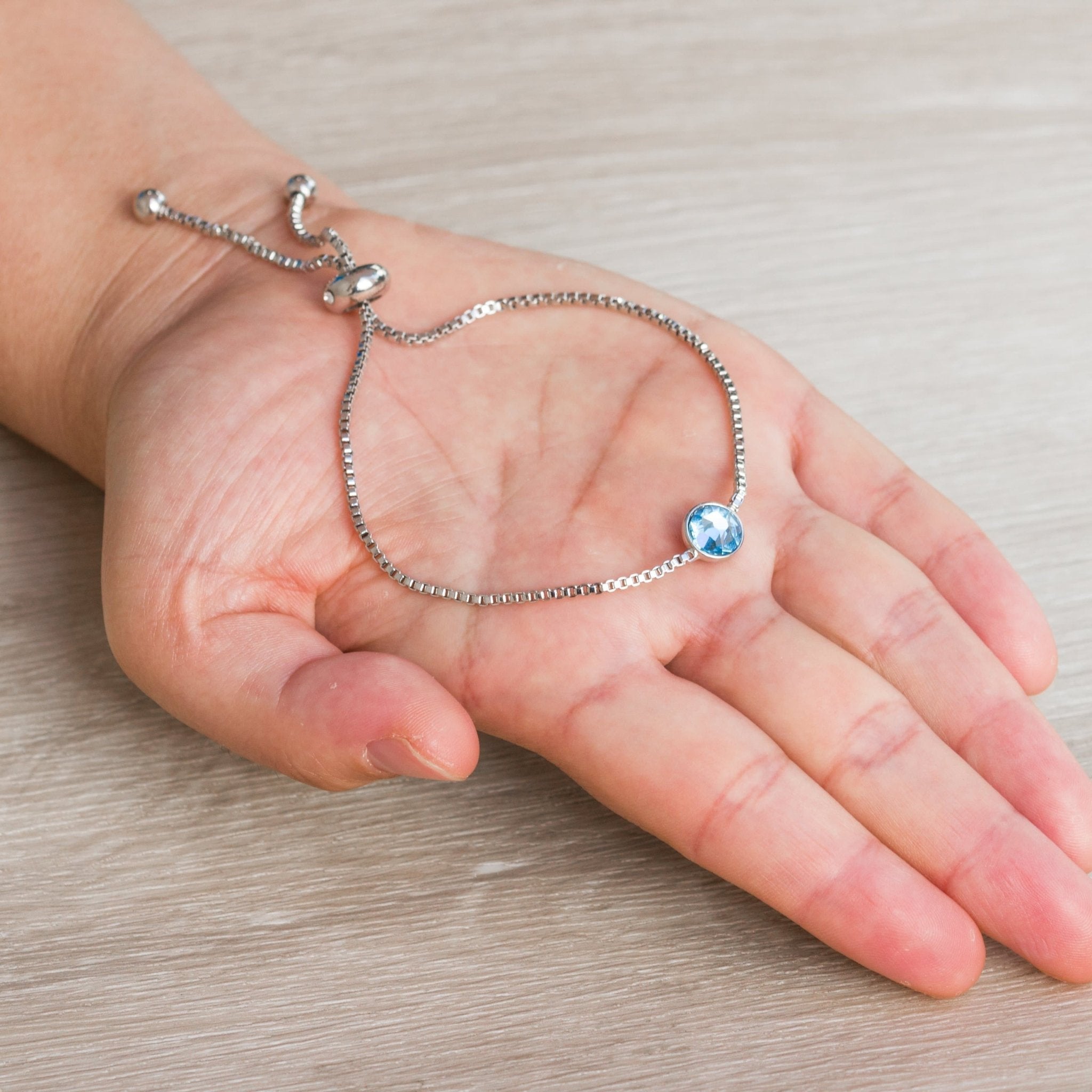 March (Aquamarine) Birthstone Bracelet Created with Zircondia® Crystals