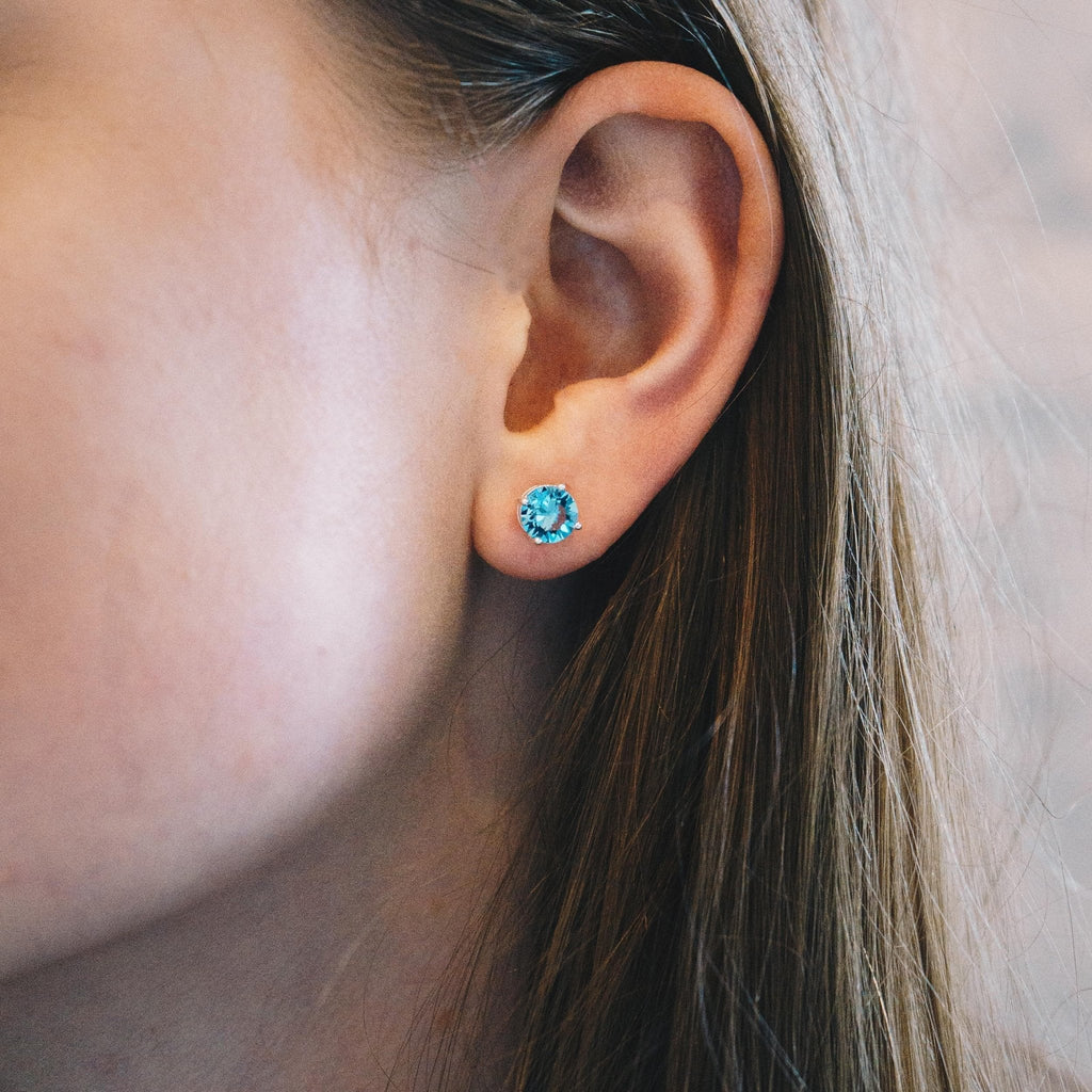 March (Aquamarine) Birthstone Earrings Created with Zircondia® Crystals