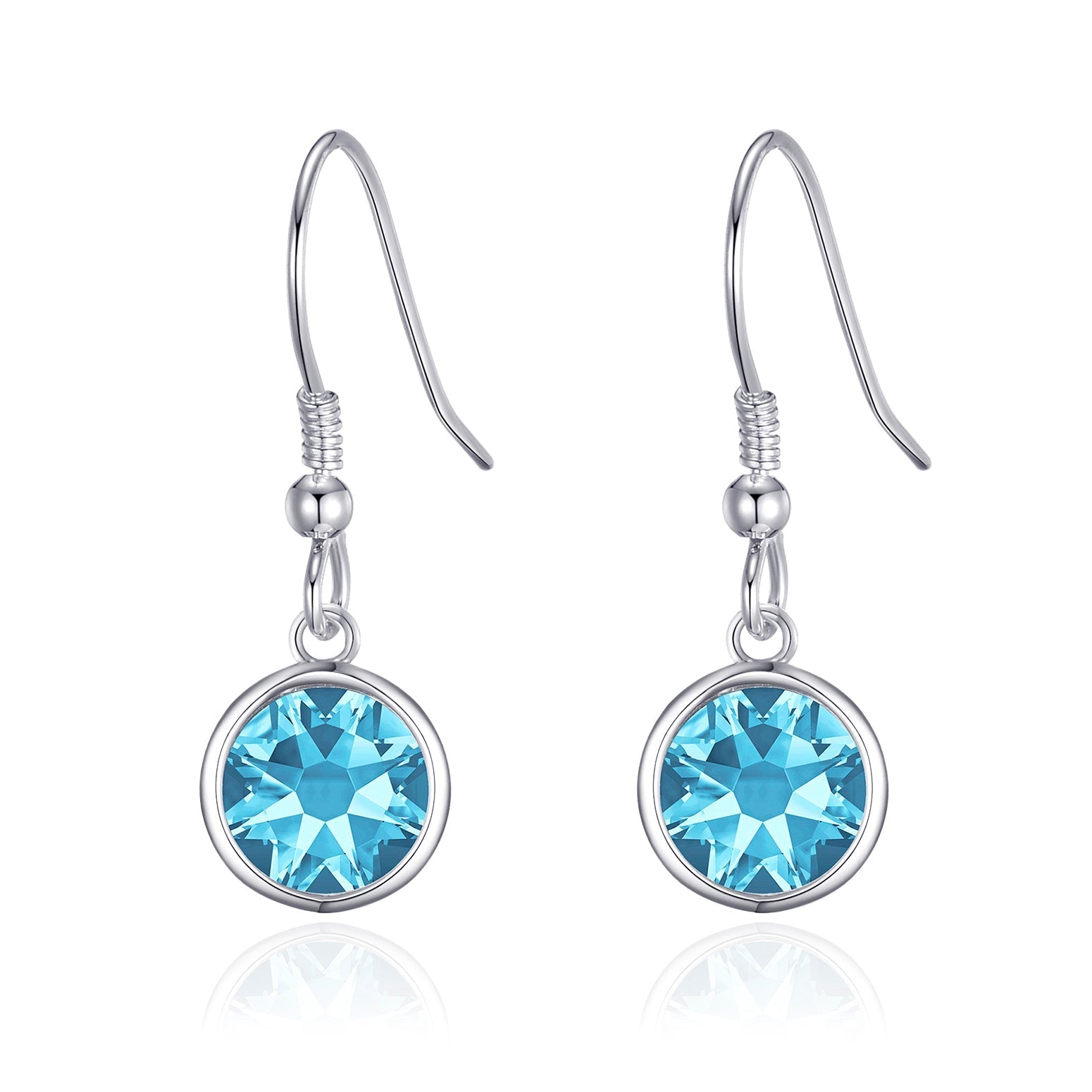 March Birthstone Drop Earrings Created with Aquamarine Zircondia® Crystals