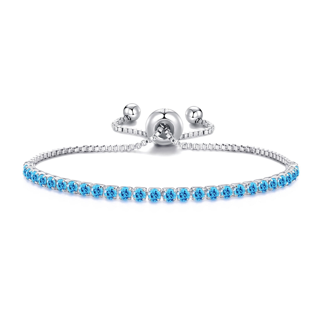 March Birthstone Friendship Slider Bracelet with Aquamarine Zircondia® Crystals