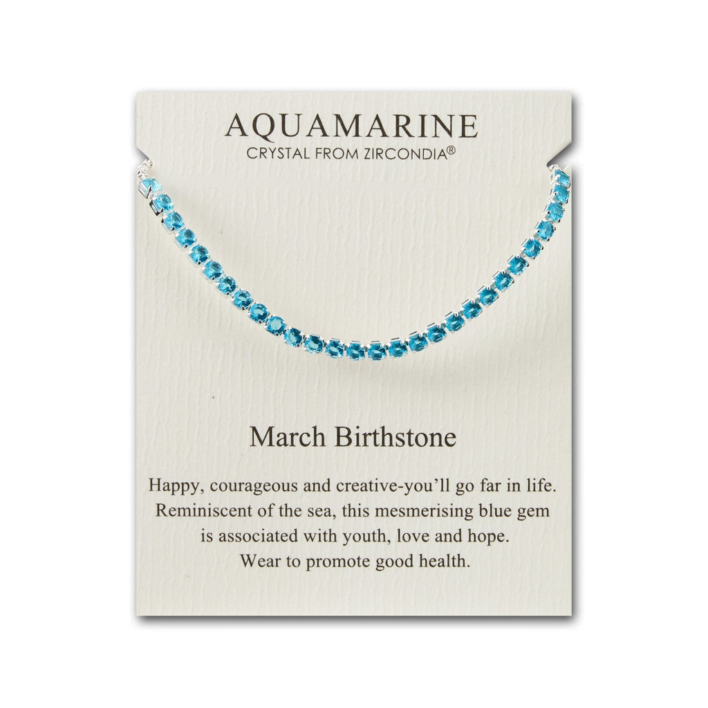 March Birthstone Friendship Slider Bracelet with Aquamarine Zircondia® Crystals