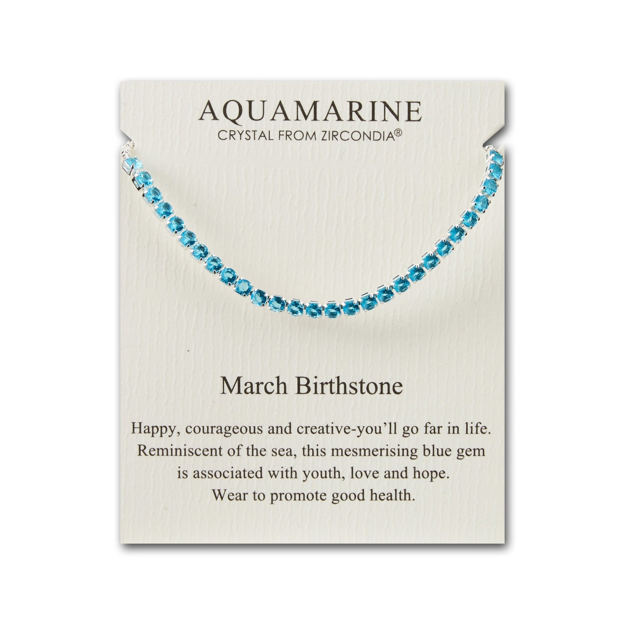 March Birthstone Friendship Slider Bracelet with Aquamarine Zircondia® Crystals