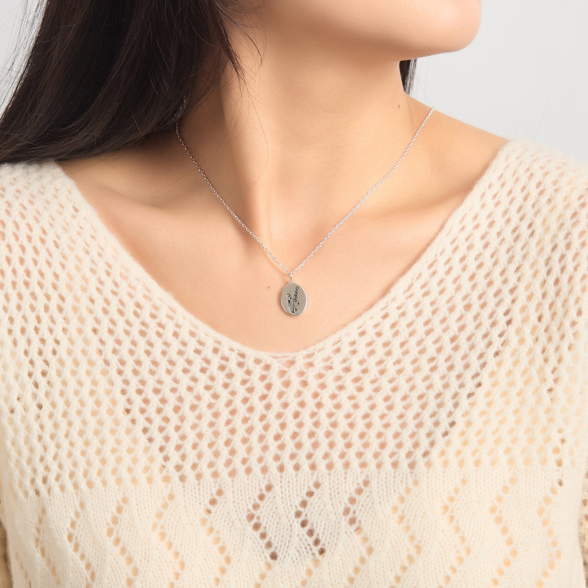 May Birth Flower Lily of the Valley Necklace with Card