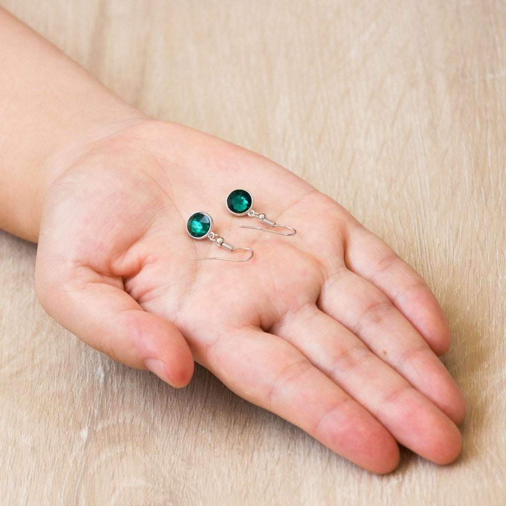 May Birthstone Drop Earrings Created with Emerald Zircondia® Crystals