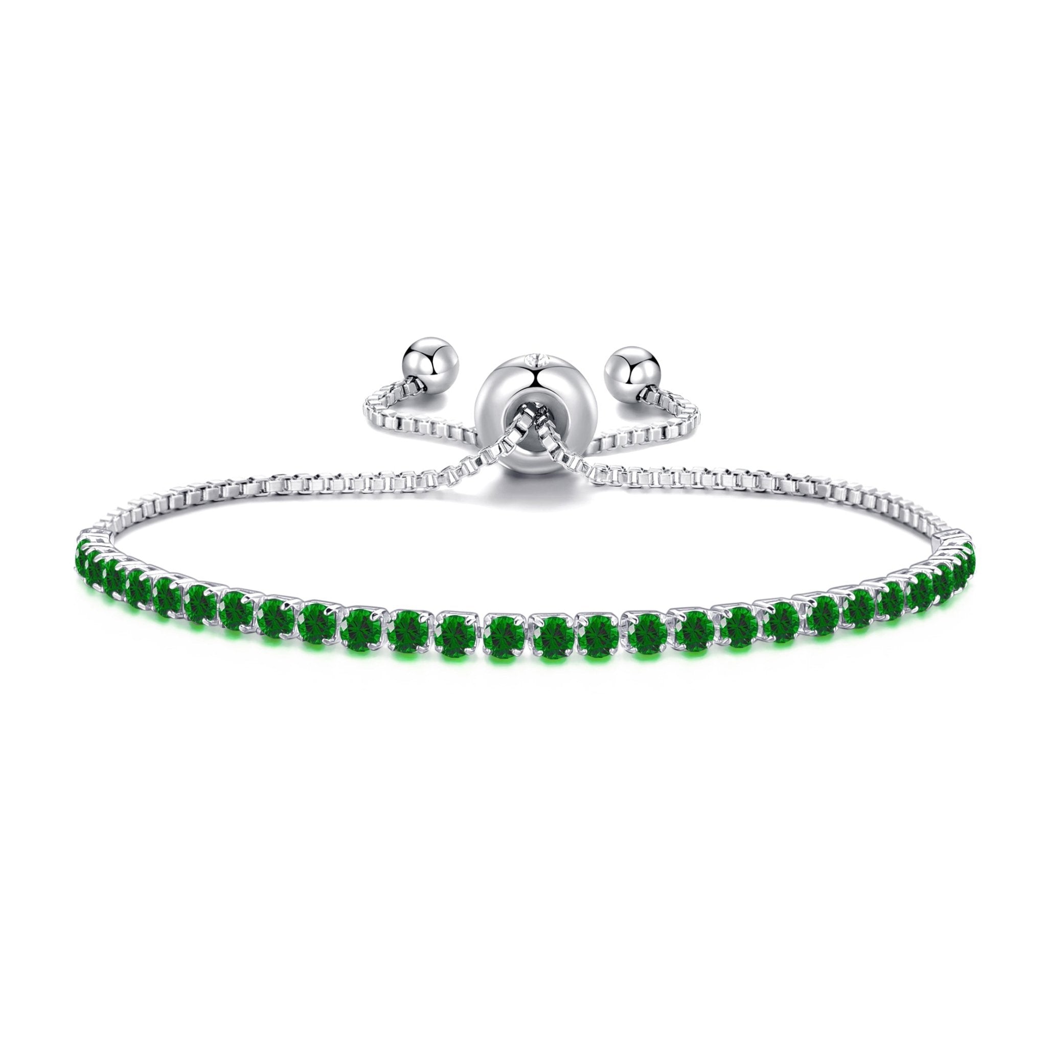 May Birthstone Friendship Slider Bracelet with Emerald Zircondia® Crystals