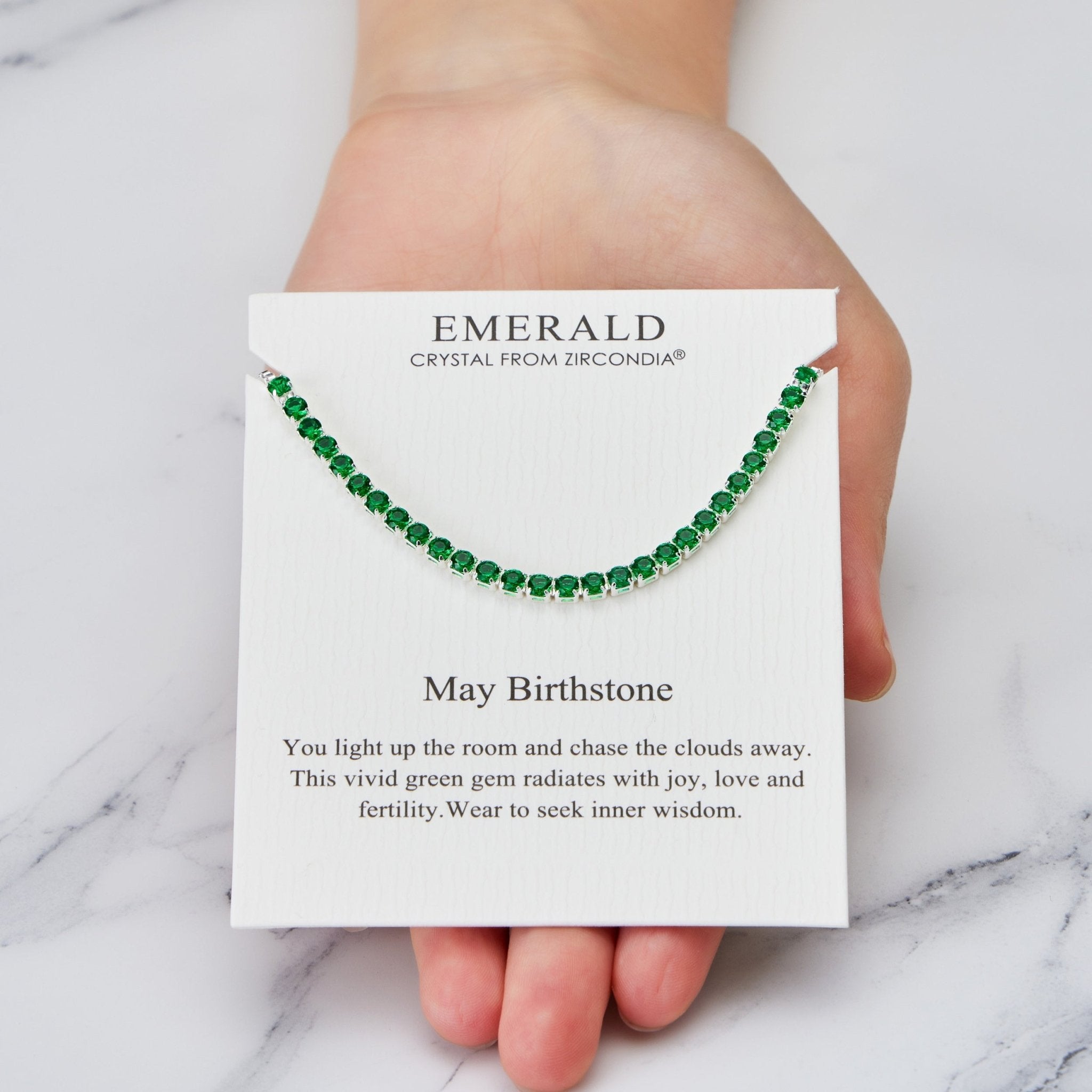 May Birthstone Friendship Slider Bracelet with Emerald Zircondia® Crystals