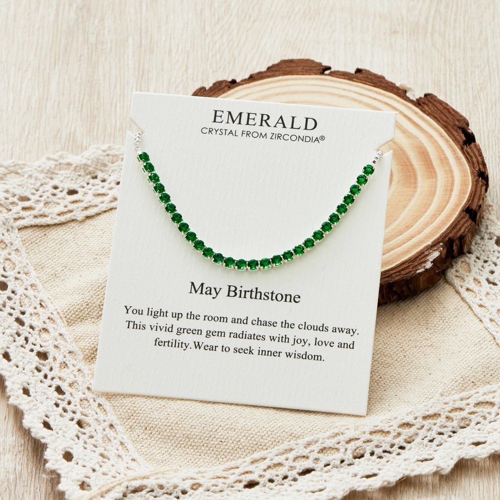 May Birthstone Friendship Slider Bracelet with Emerald Zircondia® Crystals
