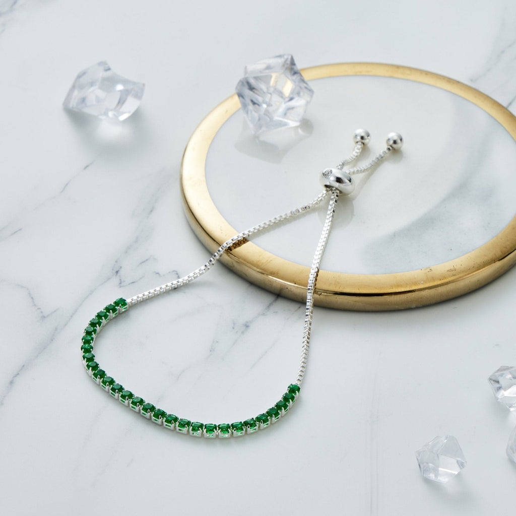 May Birthstone Friendship Slider Bracelet with Emerald Zircondia® Crystals