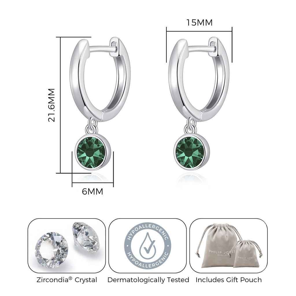 May Birthstone Hoop Earrings Created with Emerald Zircondia® Crystals