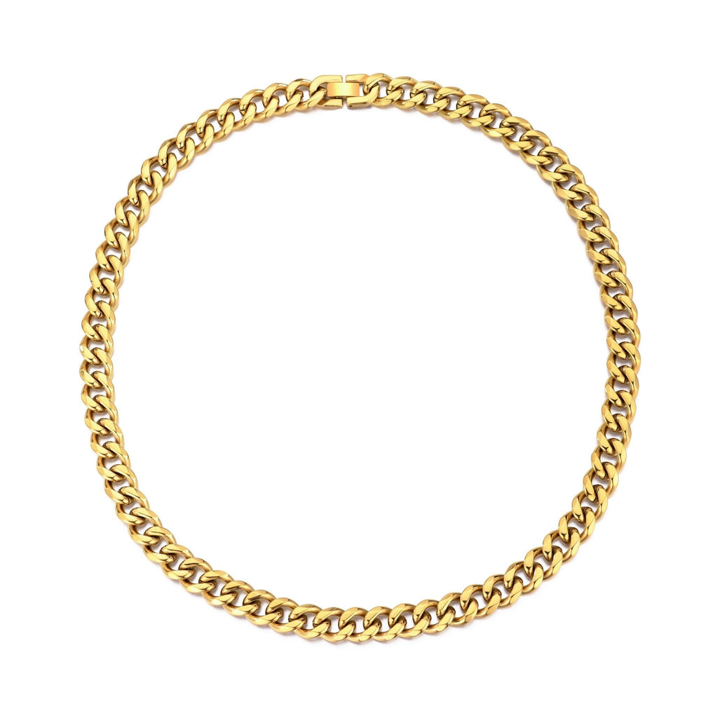 Men's 12mm 18k Gold Plated Steel 18-24 Inch Cuban Curb Chain Necklace