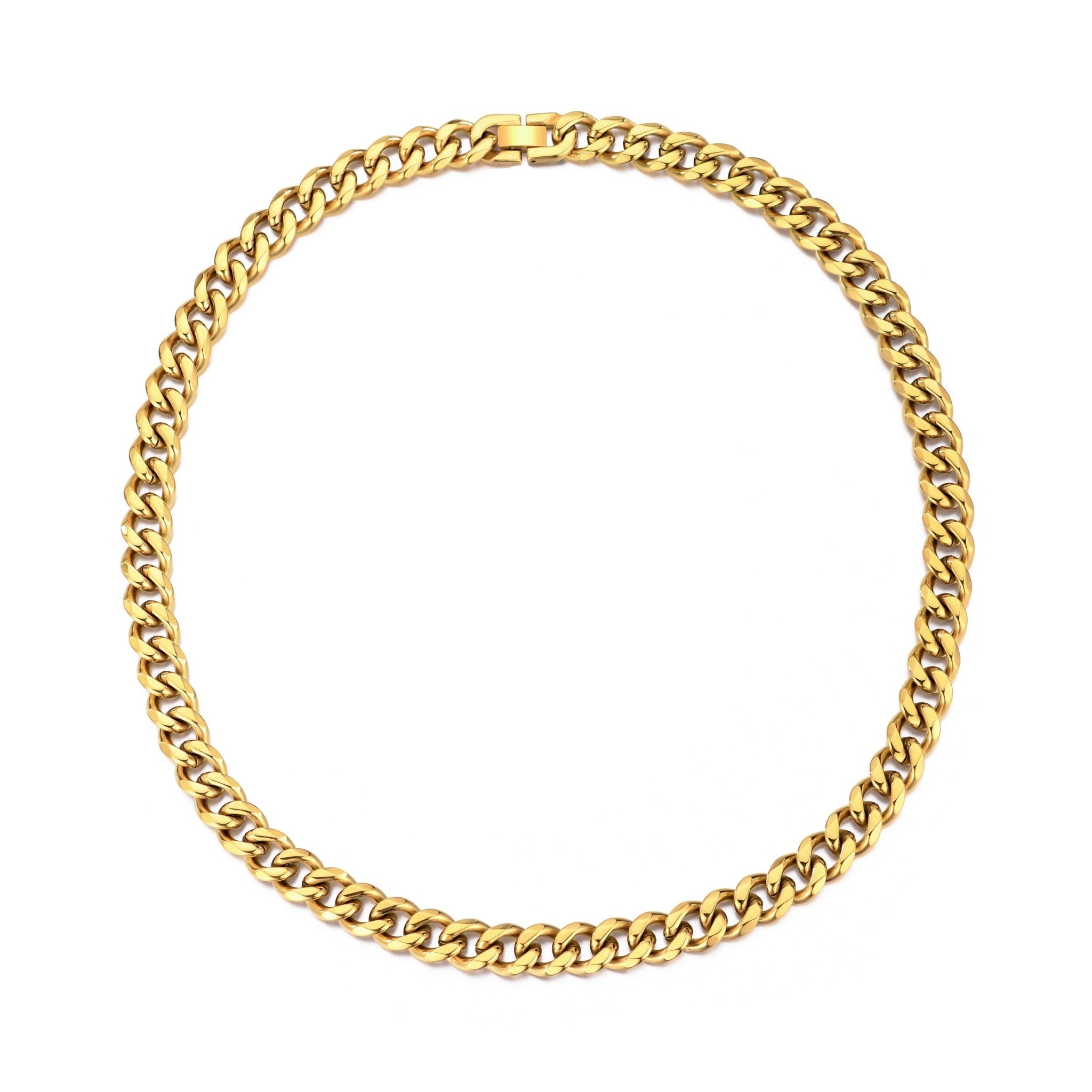 Men's 12mm 18k Gold Plated Steel 18-24 Inch Cuban Curb Chain Necklace