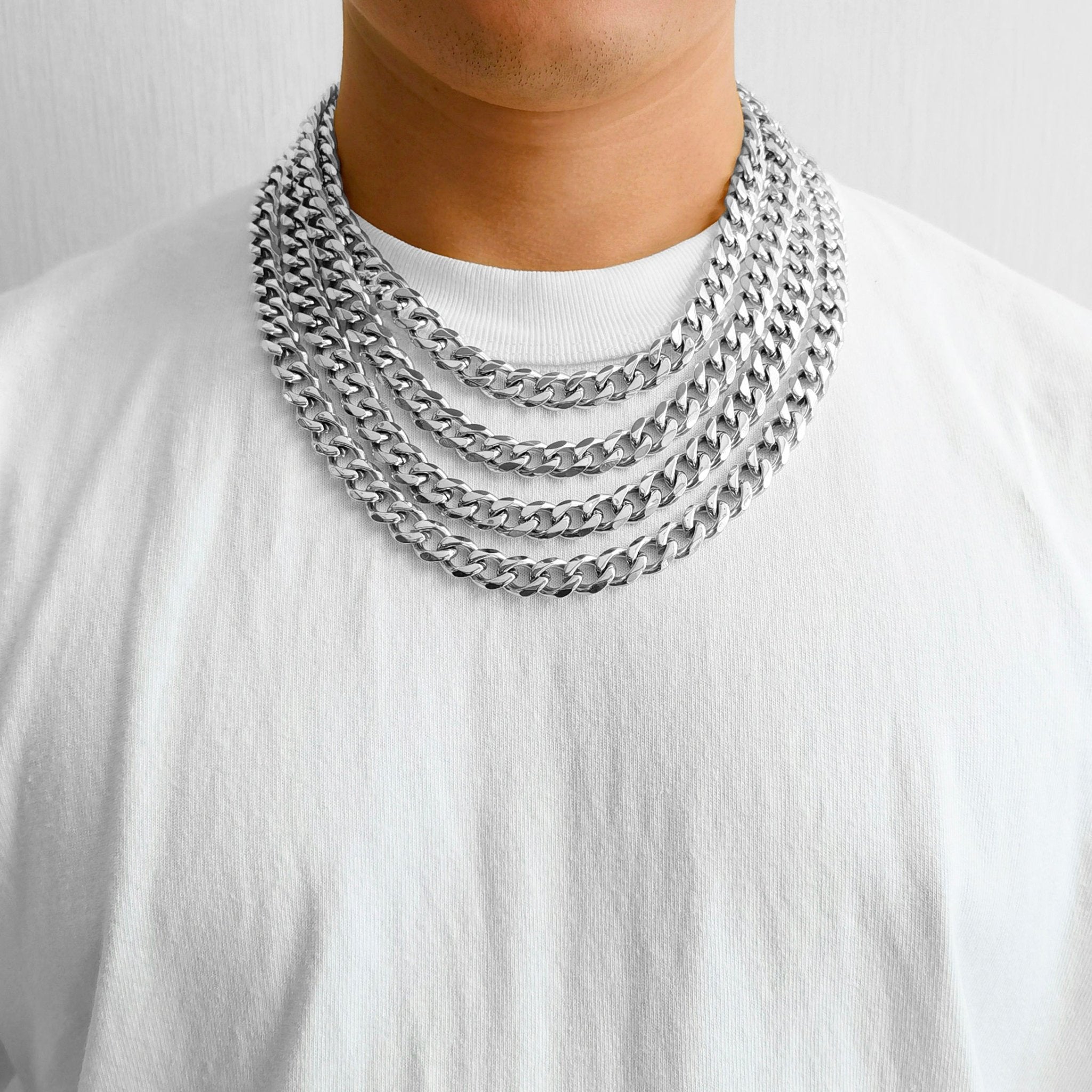 Men's 12mm Stainless Steel 18-24 Inch Cuban Curb Chain Necklace