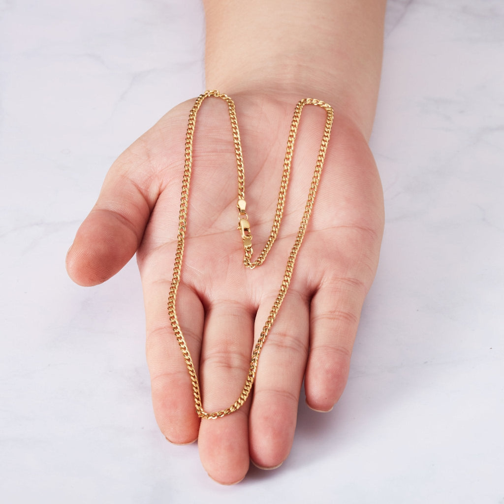 Men's 3mm 18k Gold Plated Steel 18-24 Inch Cuban Curb Chain Necklace